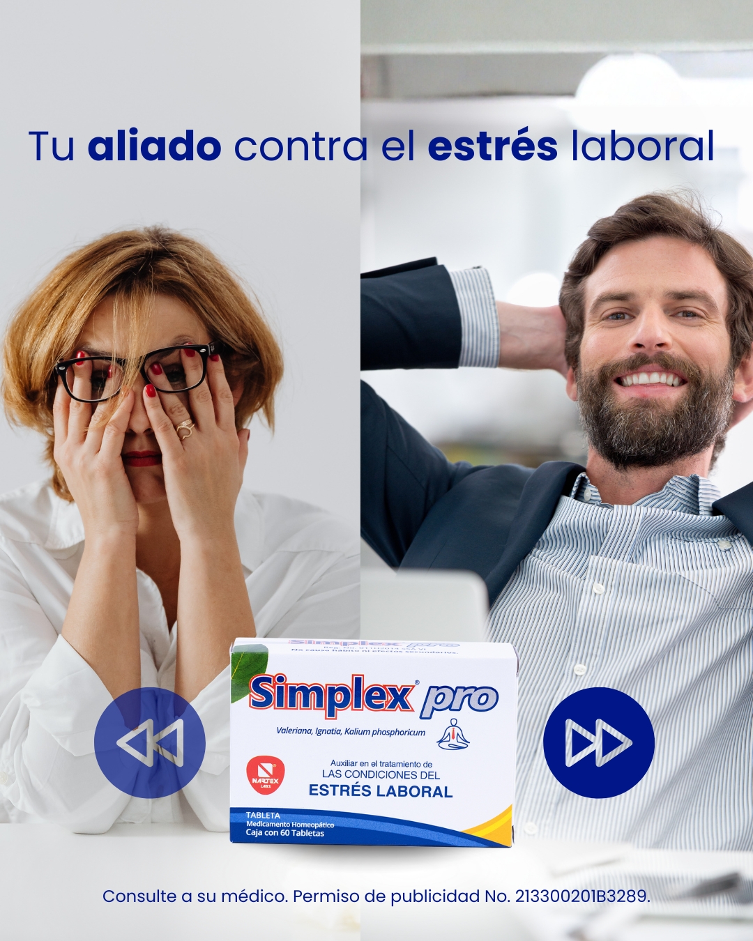 Simplex Facebook ad: Tu mejor aliado para el estrés labora.
