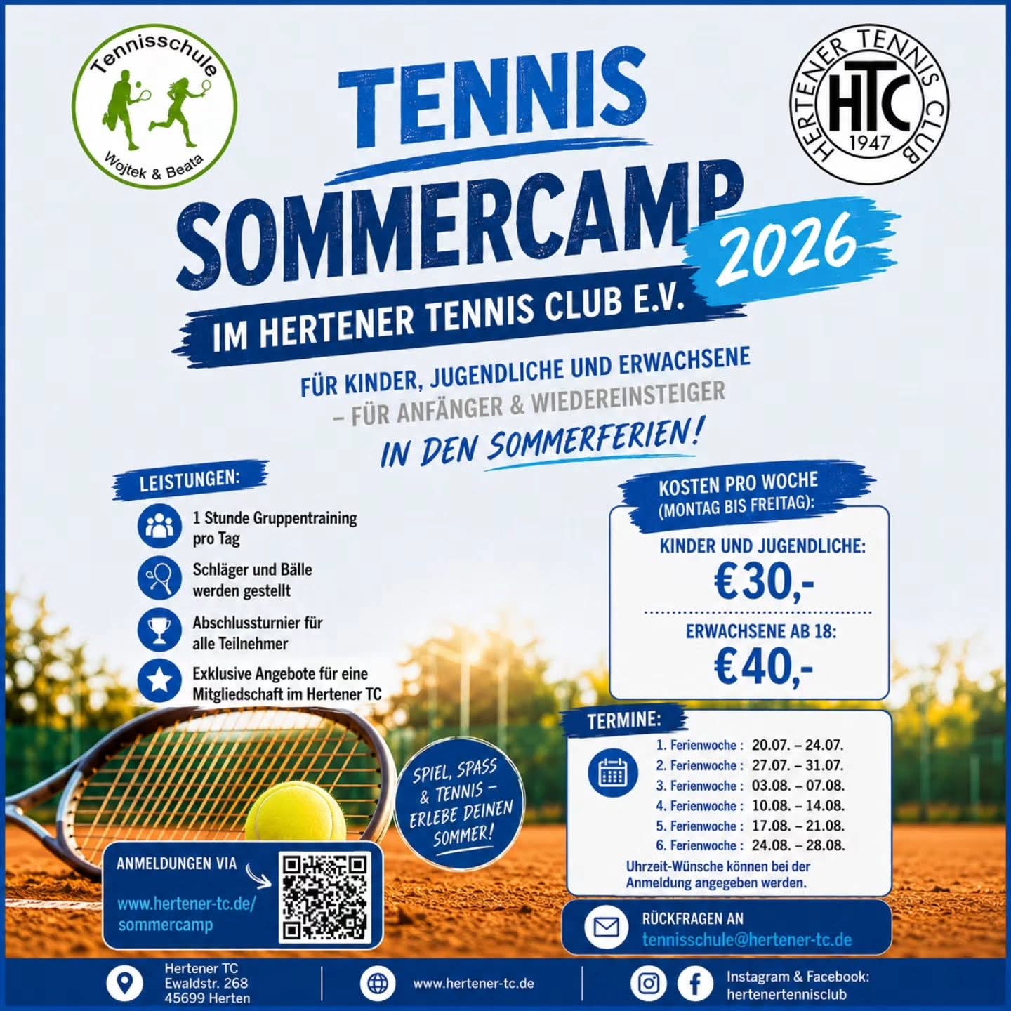 Hertener Tennis-Club e.V. Facebook ad: ES IST WIEDER SOWEIT: Das traditionelle Sommercamp findet…