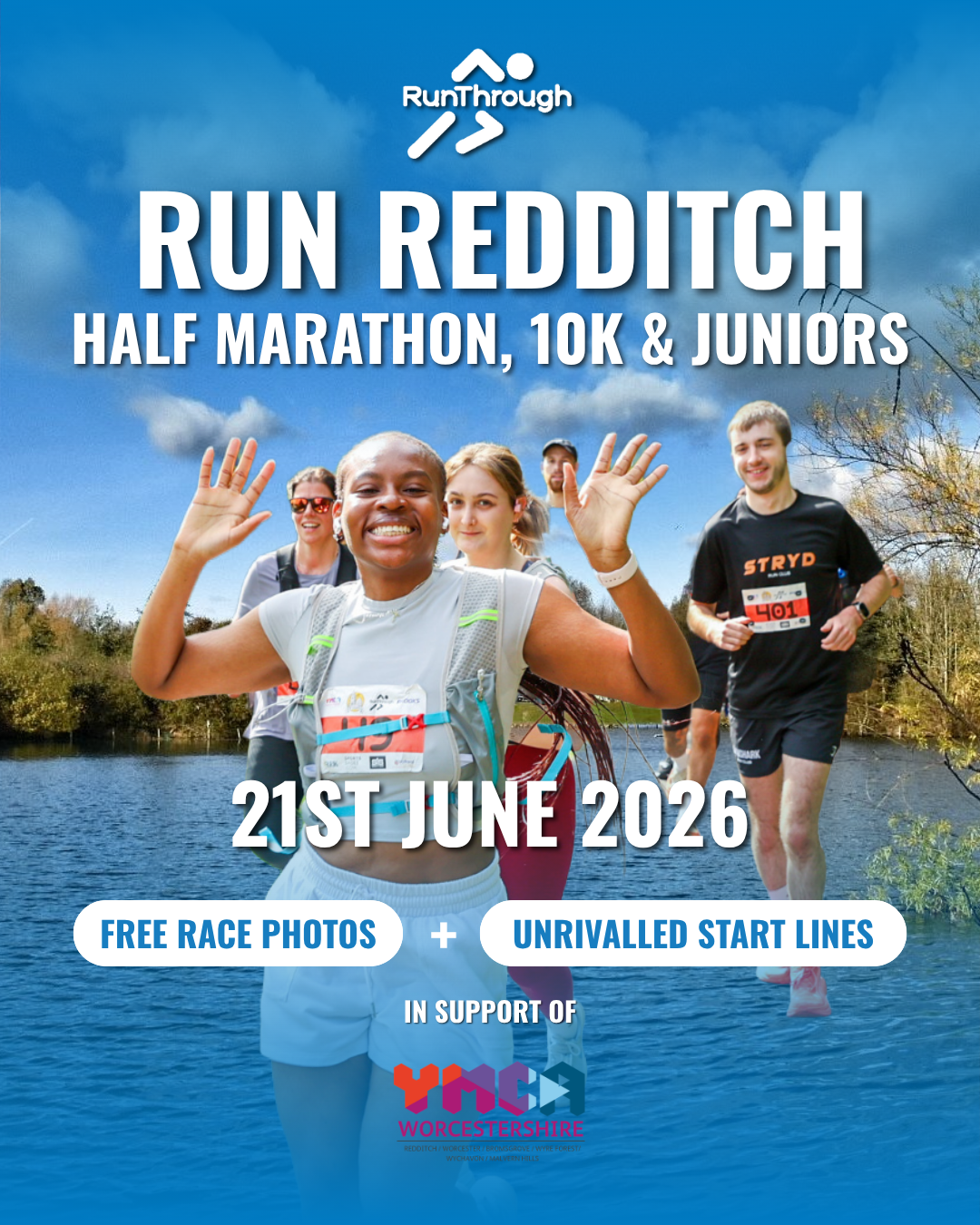 RunThrough Midlands Facebook ad: Run Redditch 10k, Half Marathon & Juniors 21st June 2026!
