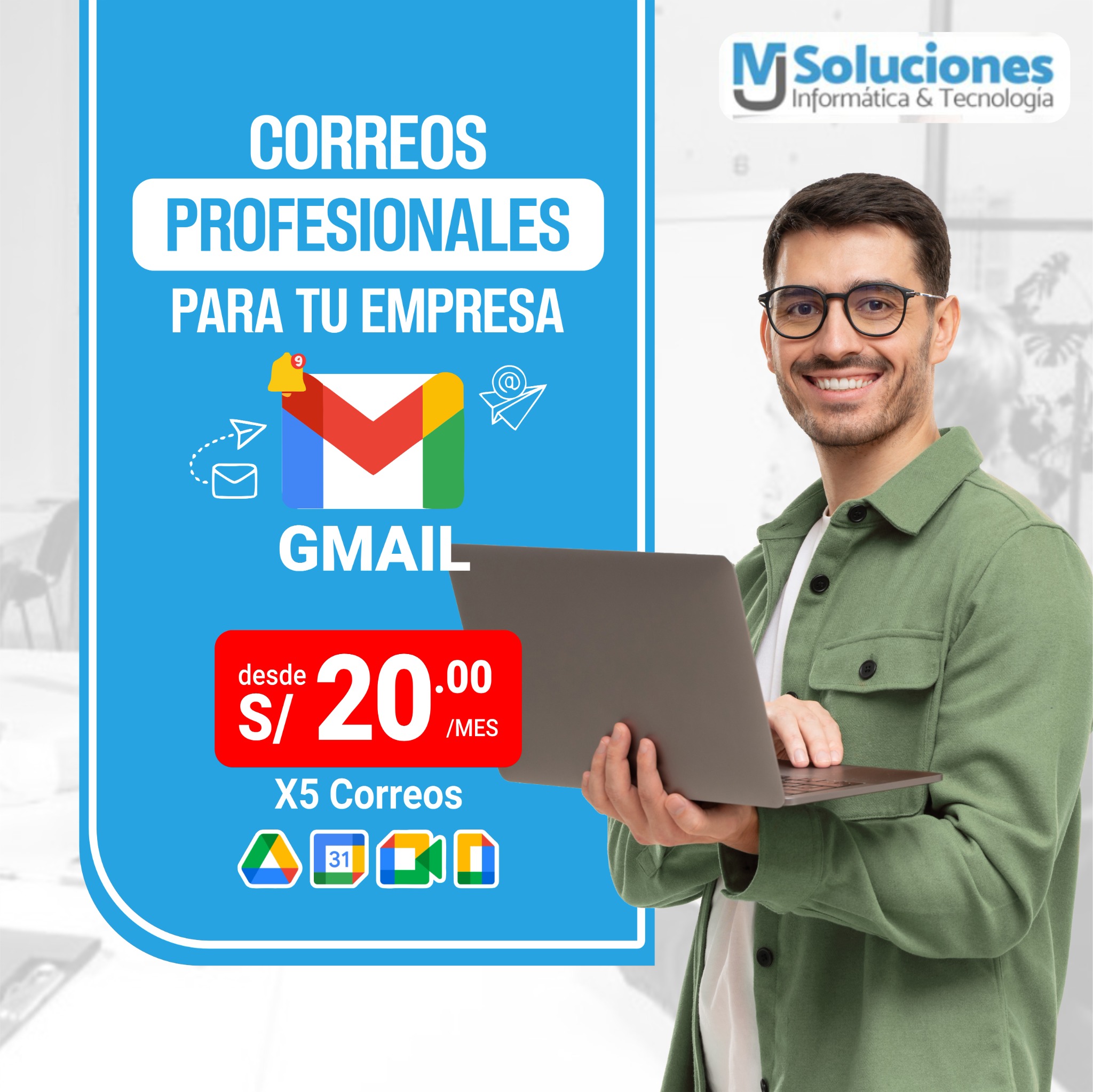 MJ Soluciones Facebook ad: Correos corporativos desde S/. 20.00