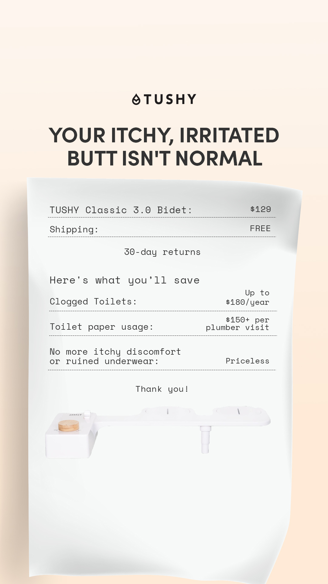 TUSHY Facebook ad