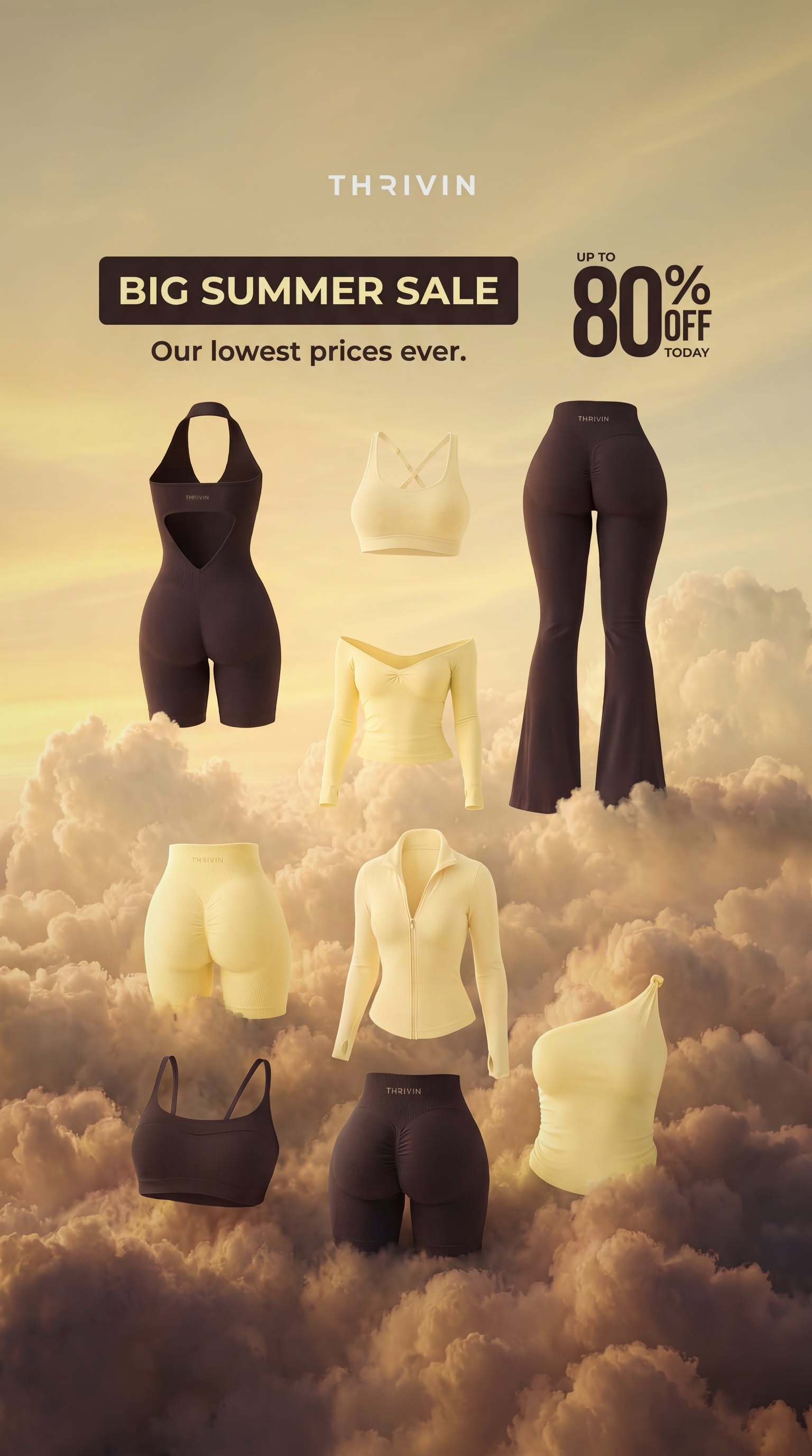Thrivin Gymwear Facebook ad: Up to 80% Off Ends Soon