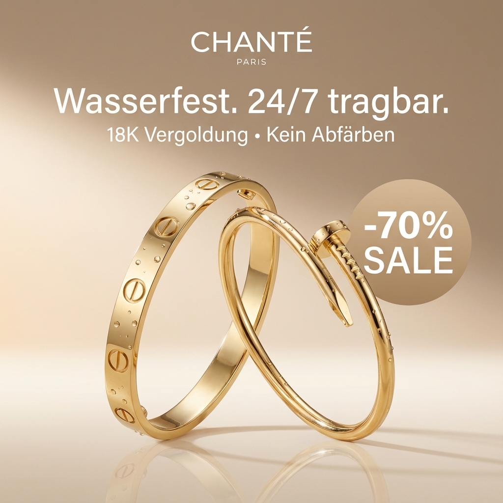 Chanté Facebook ad: Bis zu 70 % Rabatt + Klee-Armband geschenkt