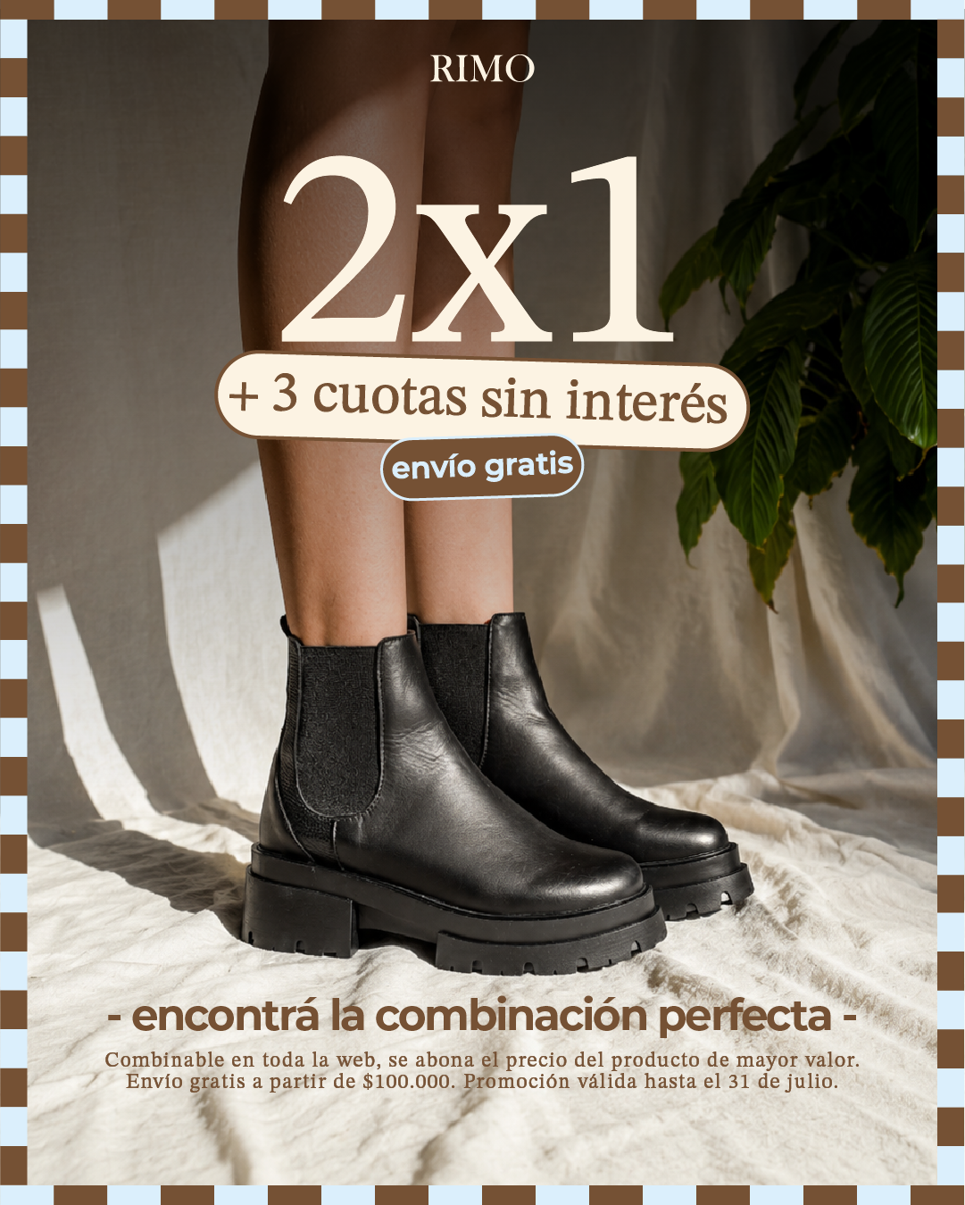 RIMO Calzados Facebook ad: 2x1 Combinable + 3 Cuotas SIN INTERES!