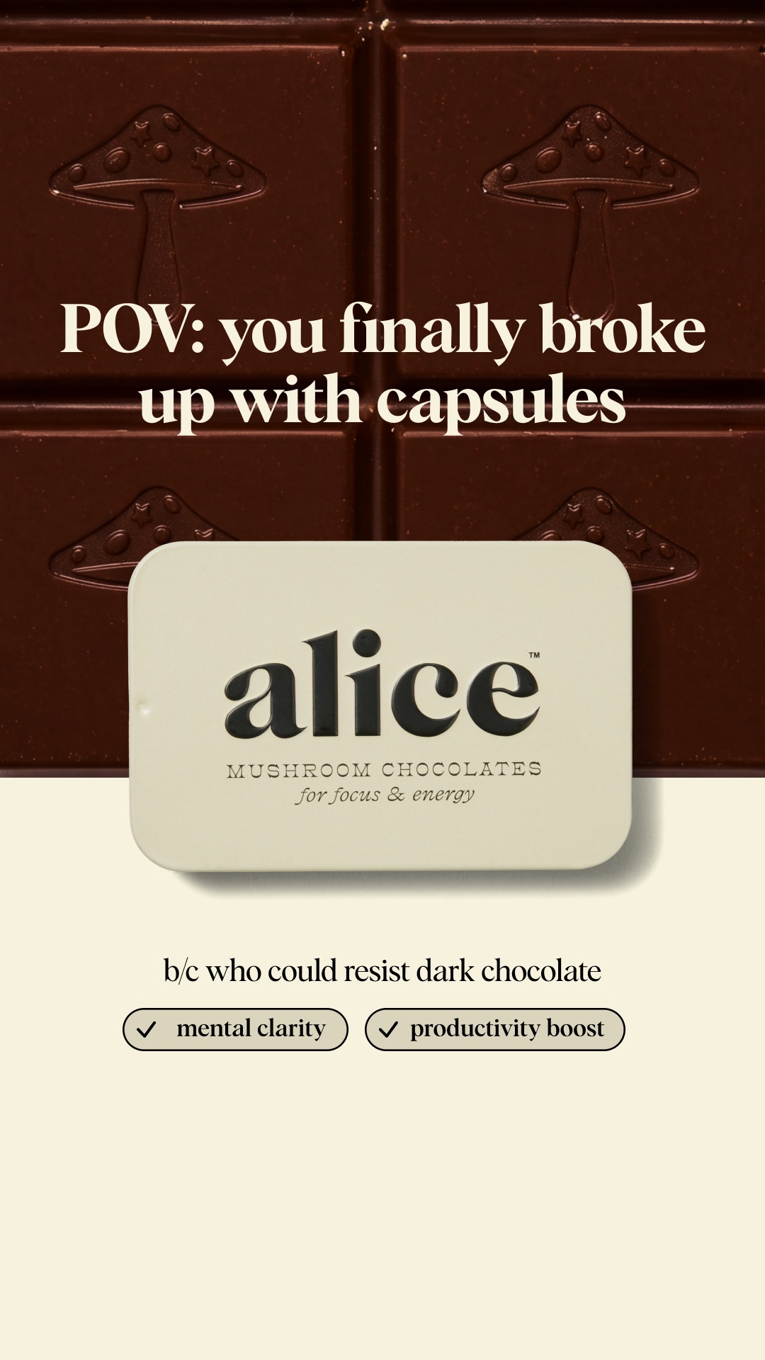 Alice Mushrooms Facebook ad