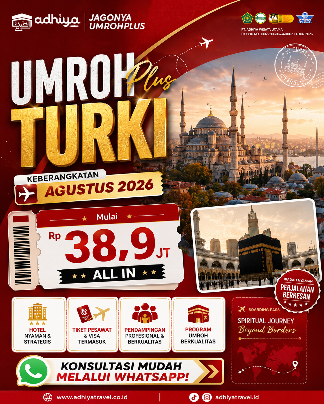 Adhiya Travel & Tour Facebook ad: Seat Terbatas! Umroh Agustus 2026