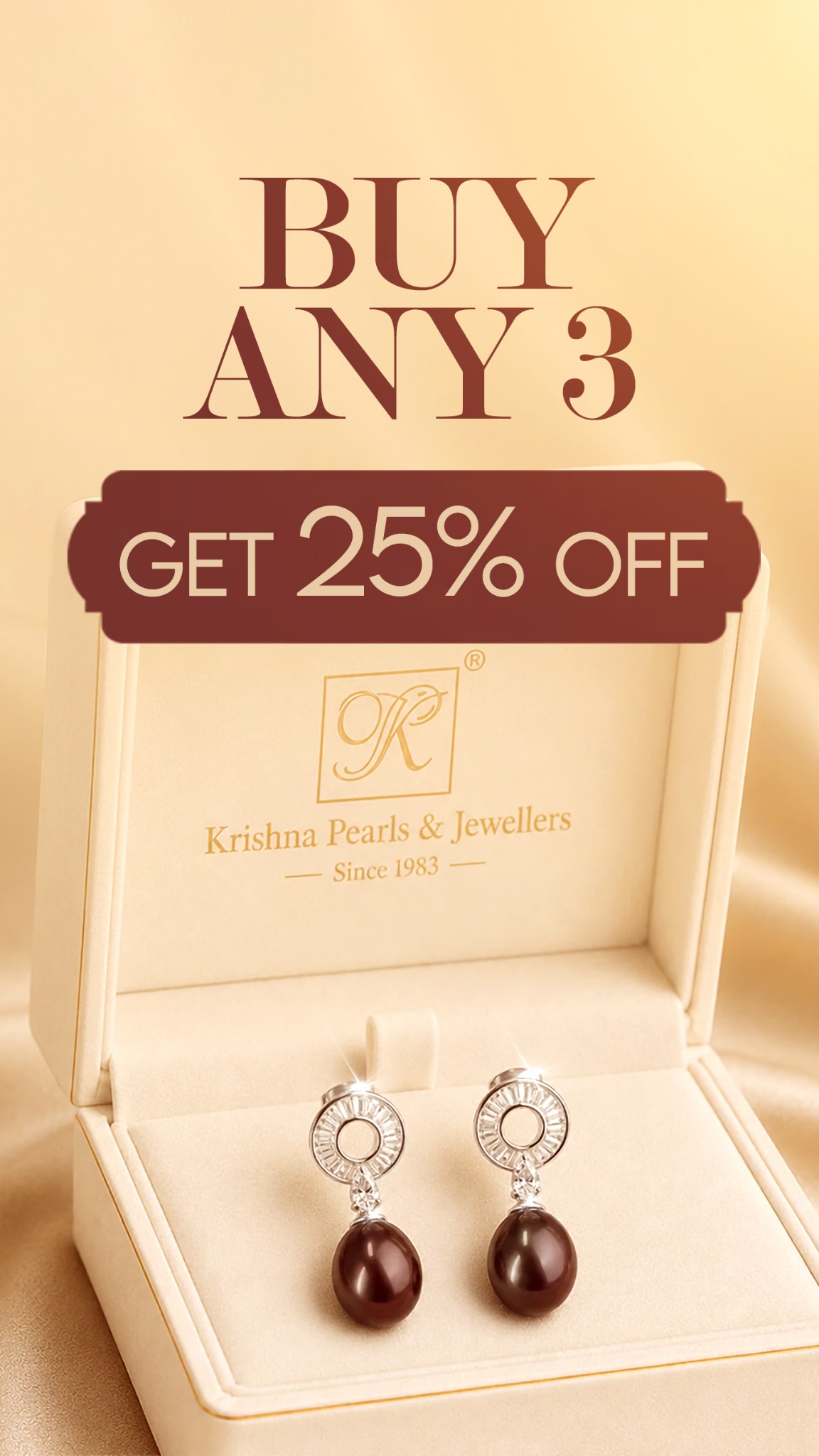 Krishna Pearls and Jewellers Facebook ad: Shop Pure Pearl Jewellery