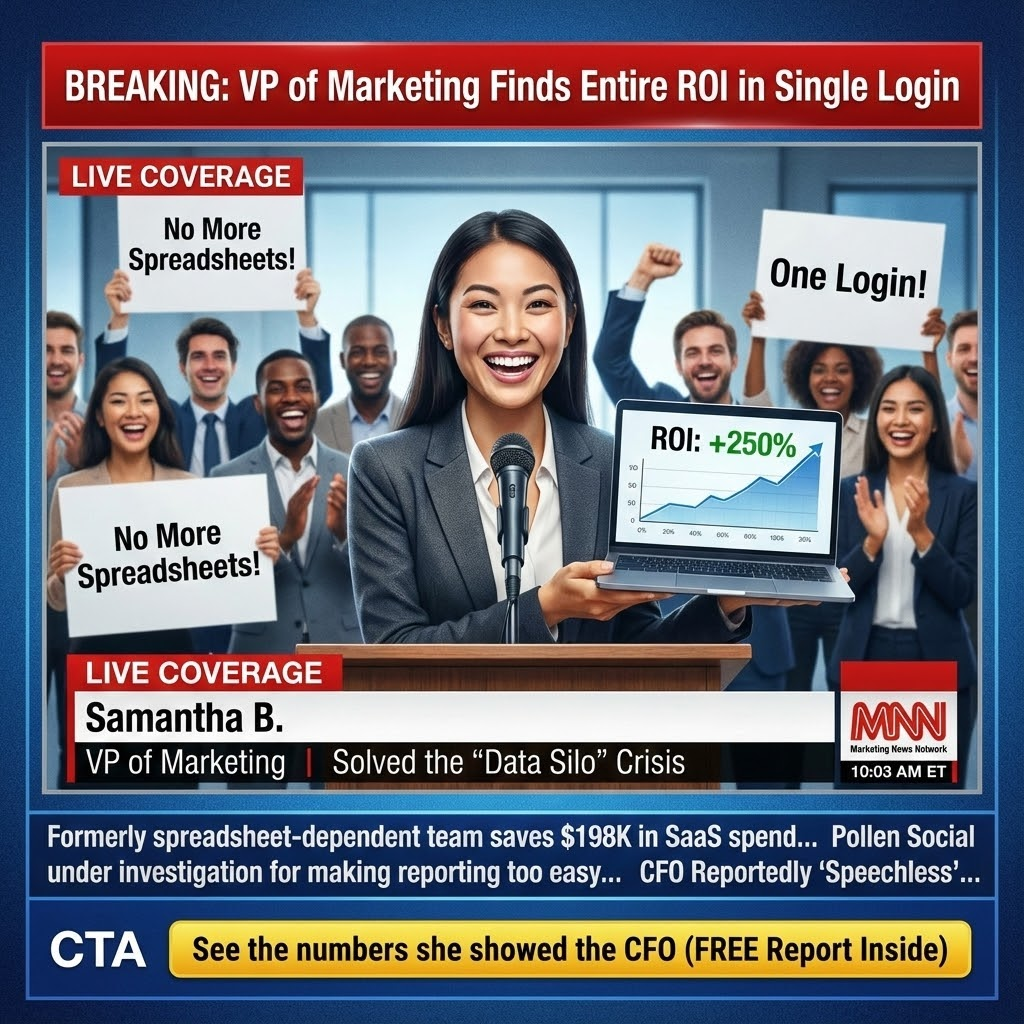 Pollensocial Facebook ad: Avoid Tool Sprawl, And Win Back 10+ Hours a Week
