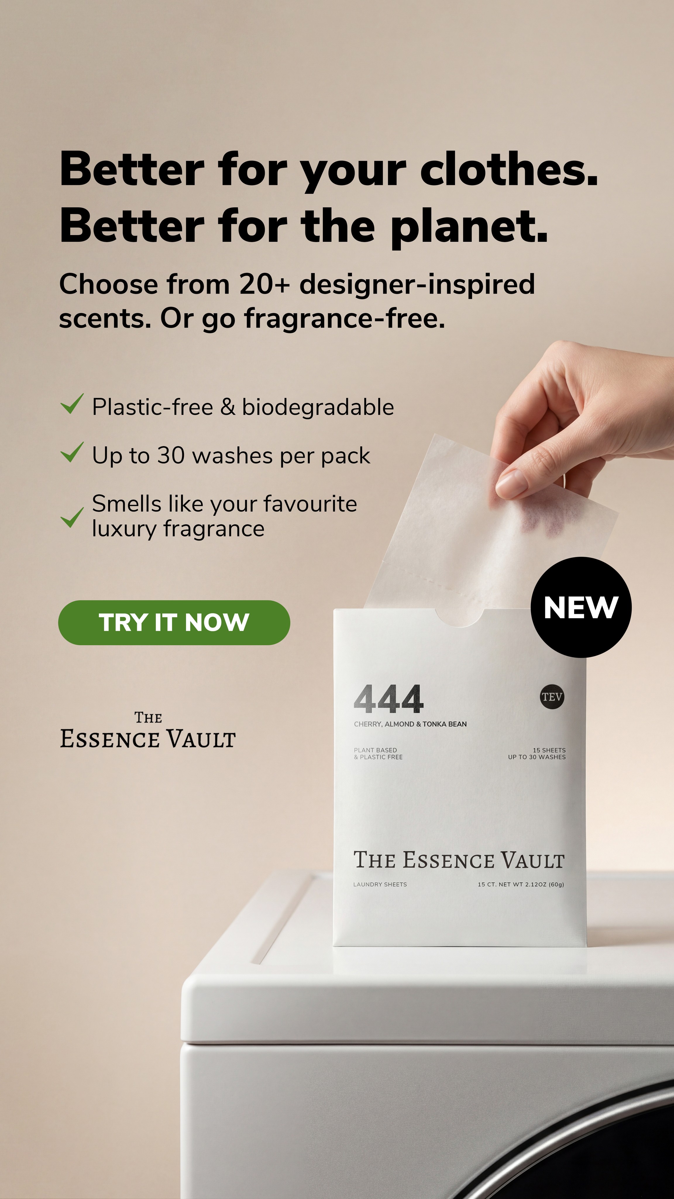 The Essence Vault Facebook ad from Mar 3, 2026