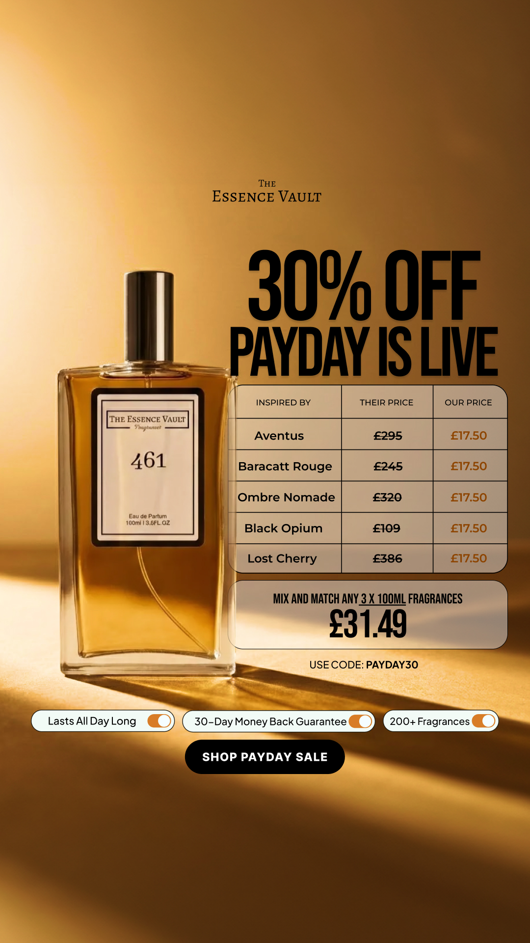 The Essence Vault Facebook ad