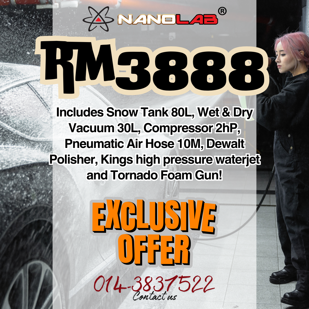 Nanolab Malaysia Facebook ad: Complete Car Wash Machine Set, Just RM3,888!