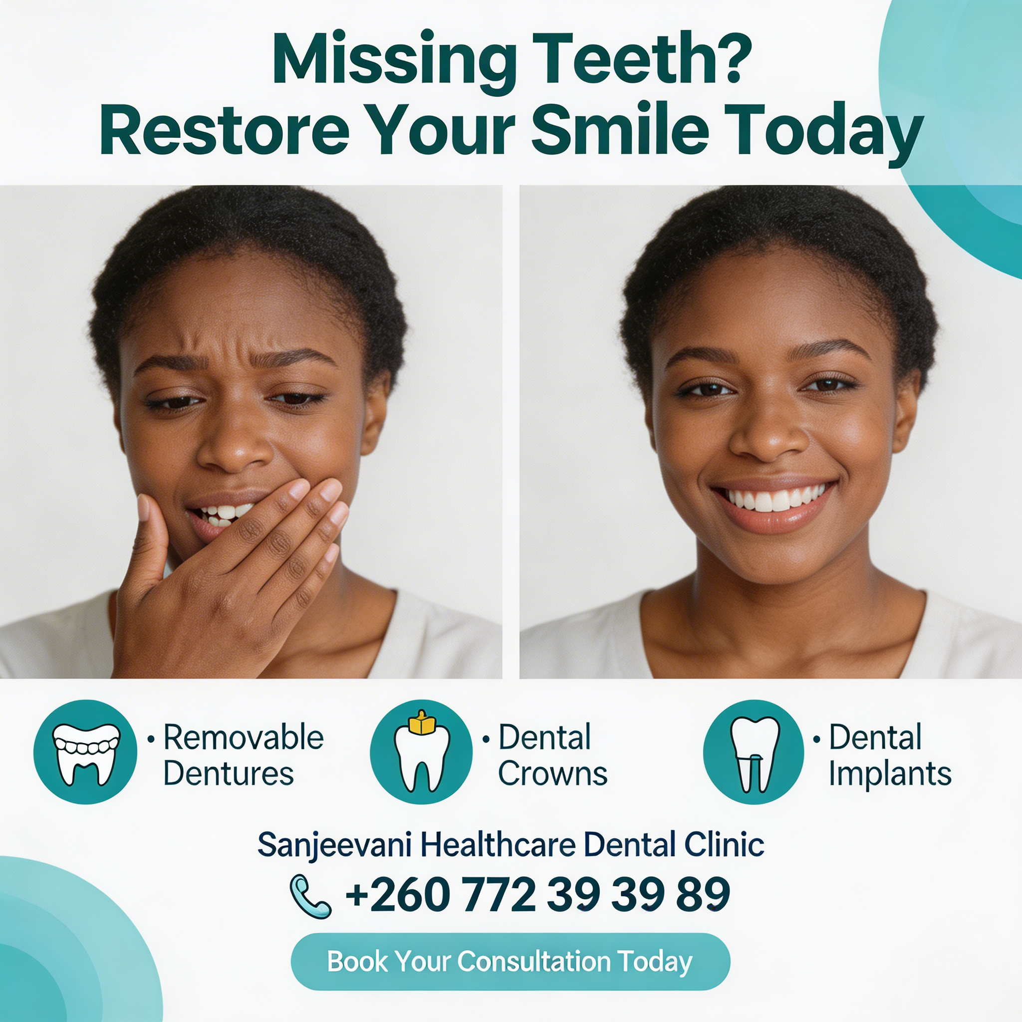 Sanjeevani Healthcare Dental Clinic Facebook ad: New Smile New Confidence!