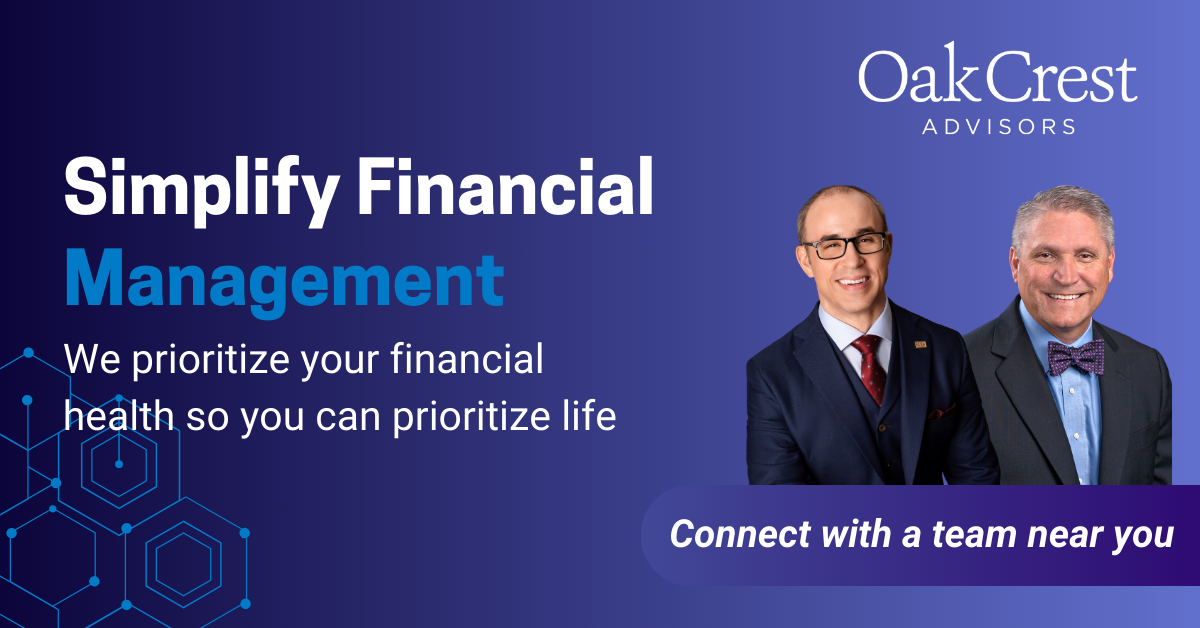 Oak Crest Advisors Facebook ad: Your financial future shouldn't be a source of…