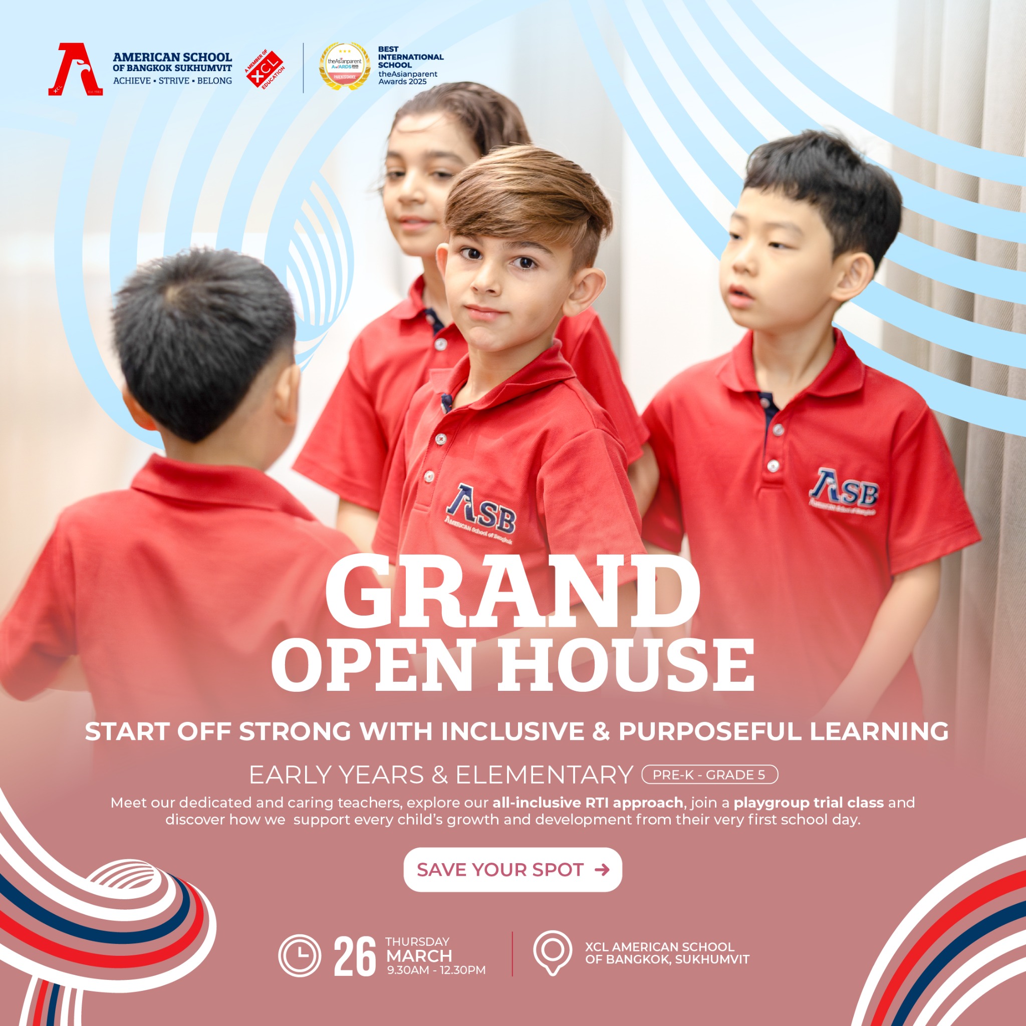 American School of Bangkok, Sukhumvit Facebook ad: Save Your Spot for Our Grand Open House