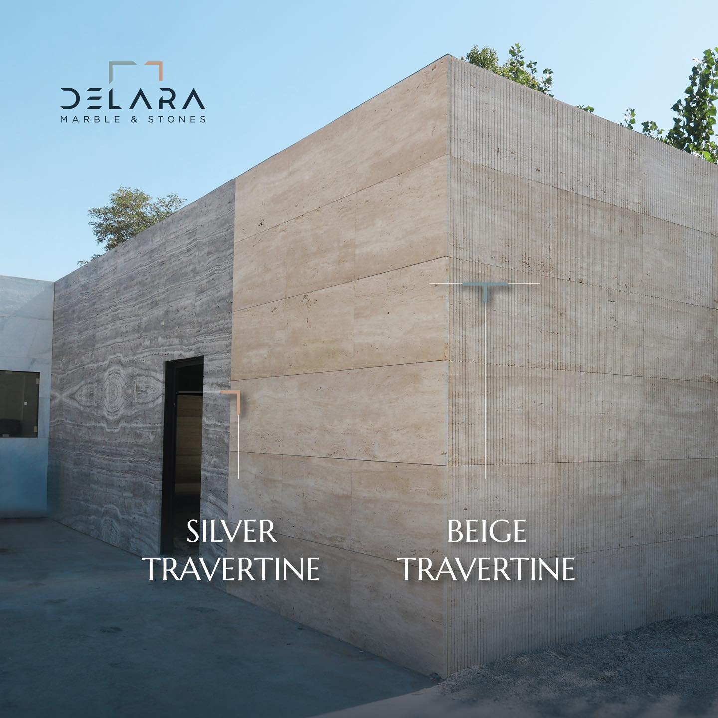 Delara Marble & Stones Facebook ad: Architectural masterpiece in 2 shades of Travertine