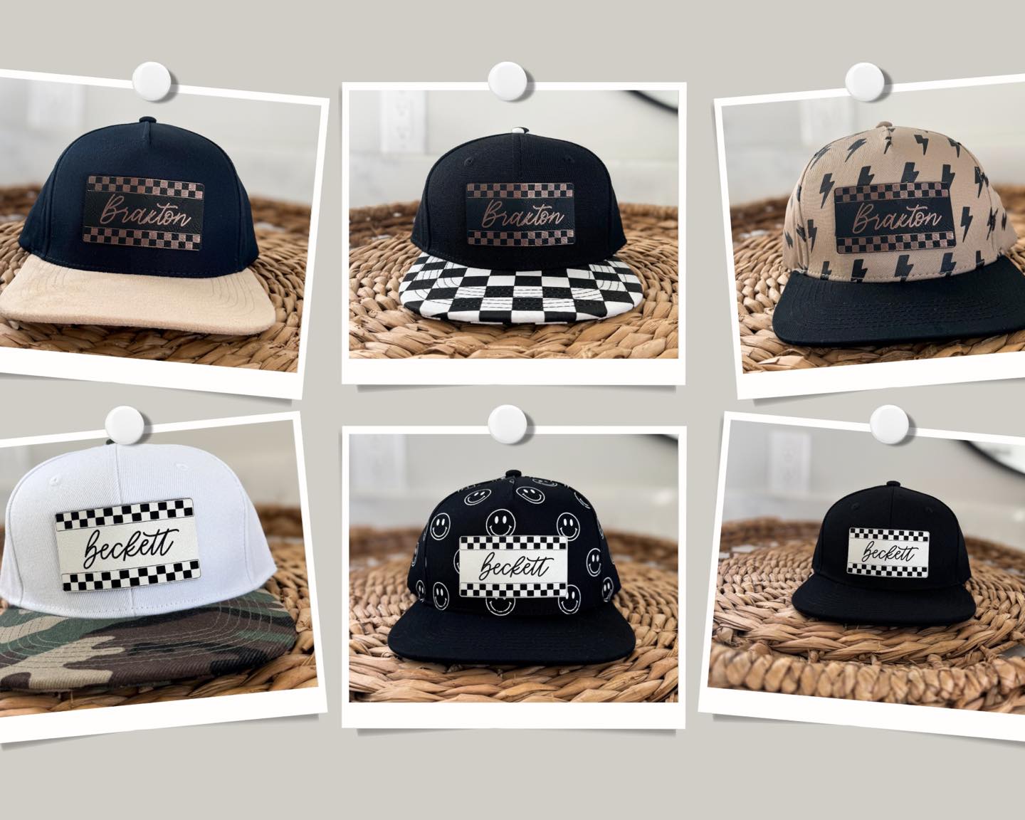 Simply too Shabby Facebook ad: Personalized Checkered Hats for Children, Kids Birthday…