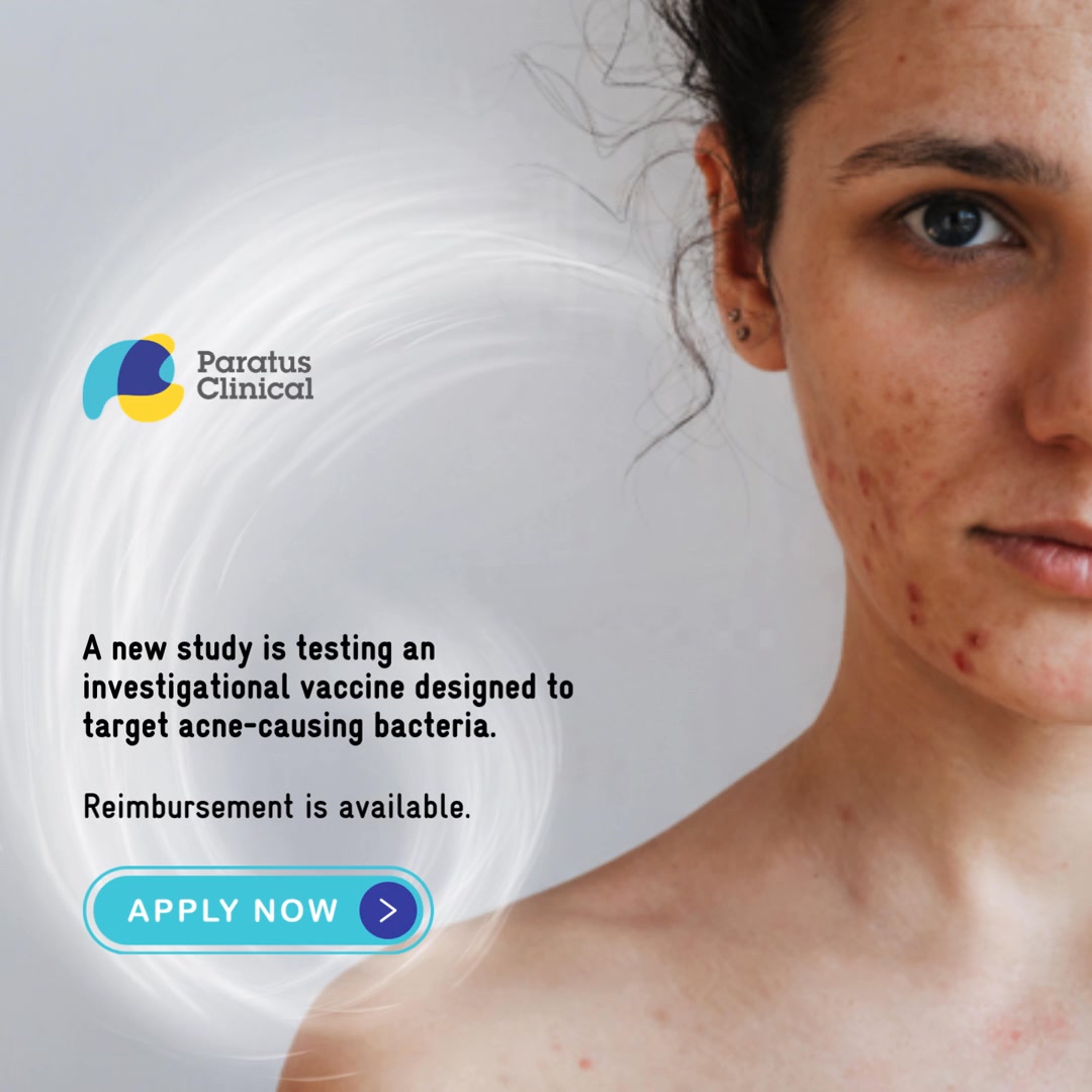 Paratus Clinical Research Facebook ad: Join a Research Study for a Potential Acne Vaccine at…