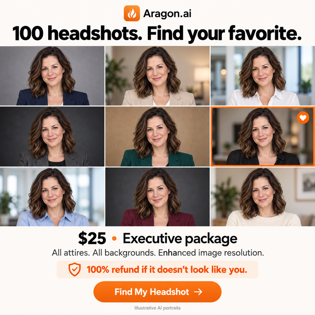 Aragon.ai Facebook ad: Realistic AI headshots in minutes