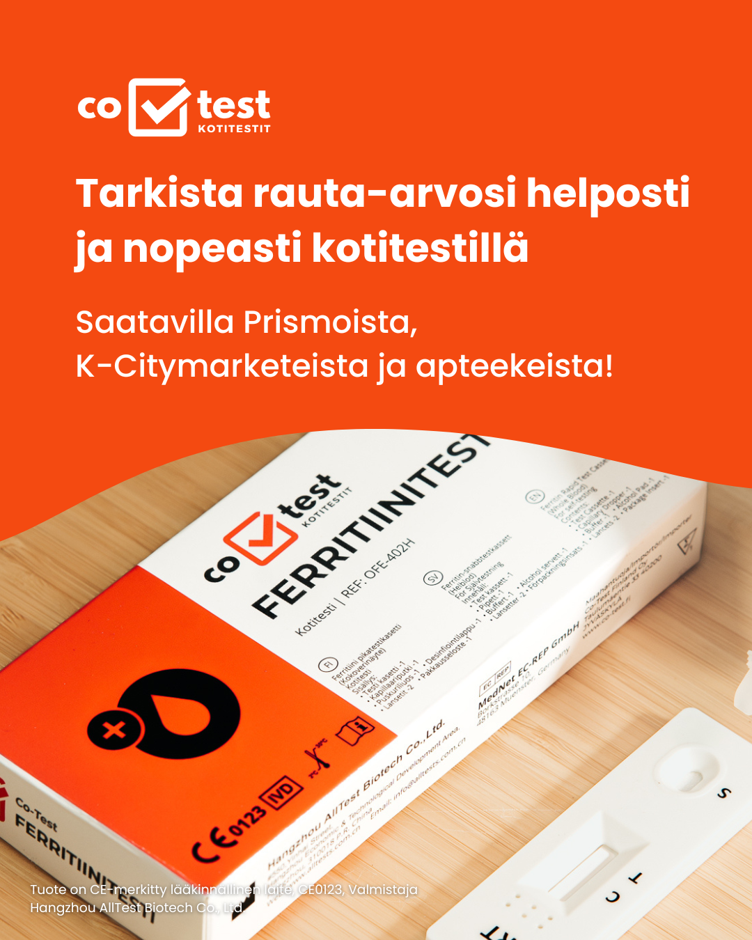 Co-Test Facebook ad: Tutustu lisää ferritiinitestiin