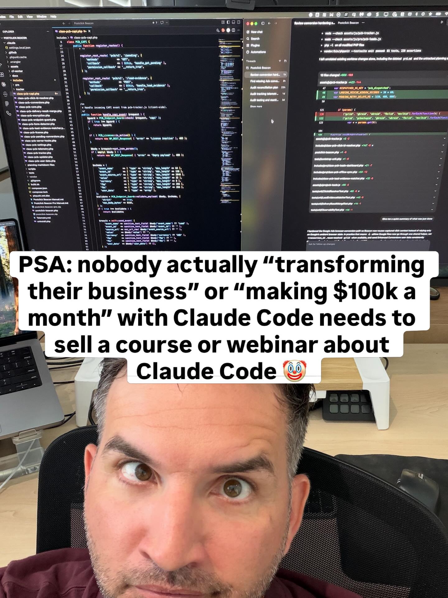 Postclick Facebook ad: If they’re selling a course or webinar on…