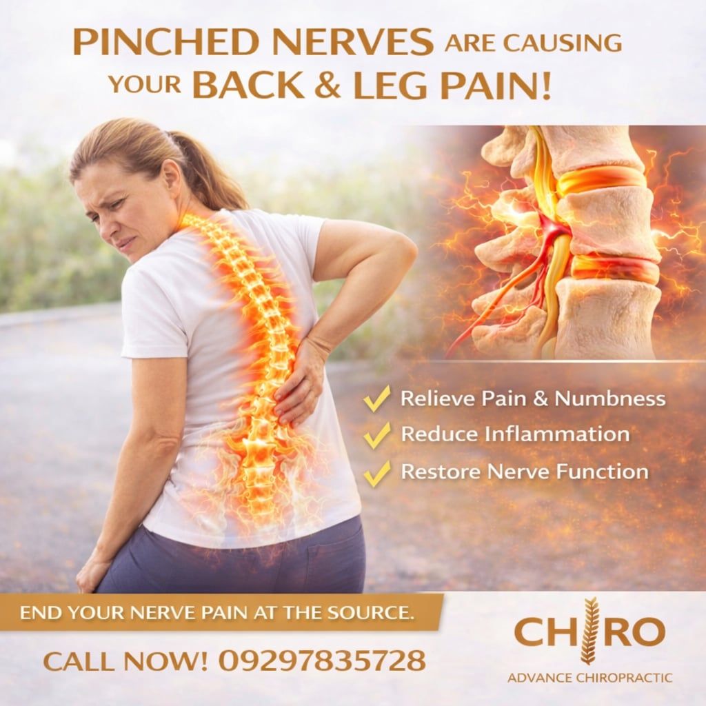Advance Chiropractic Clinic Bacolod Branch Facebook ad: Struggling with back pain, numbness, or tingling down…