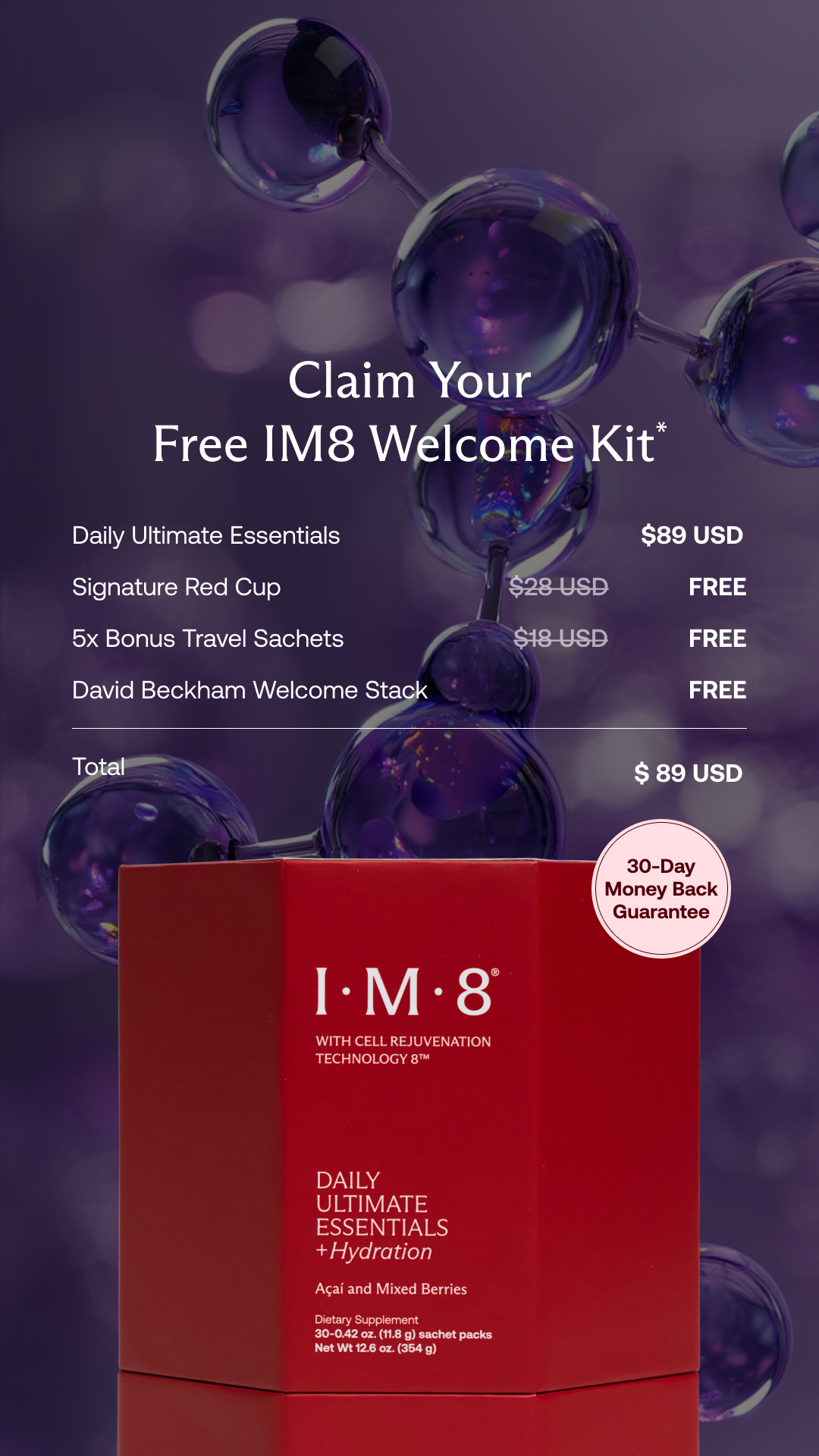 IM8 Facebook ad: Free Welcome Kit With Subscription