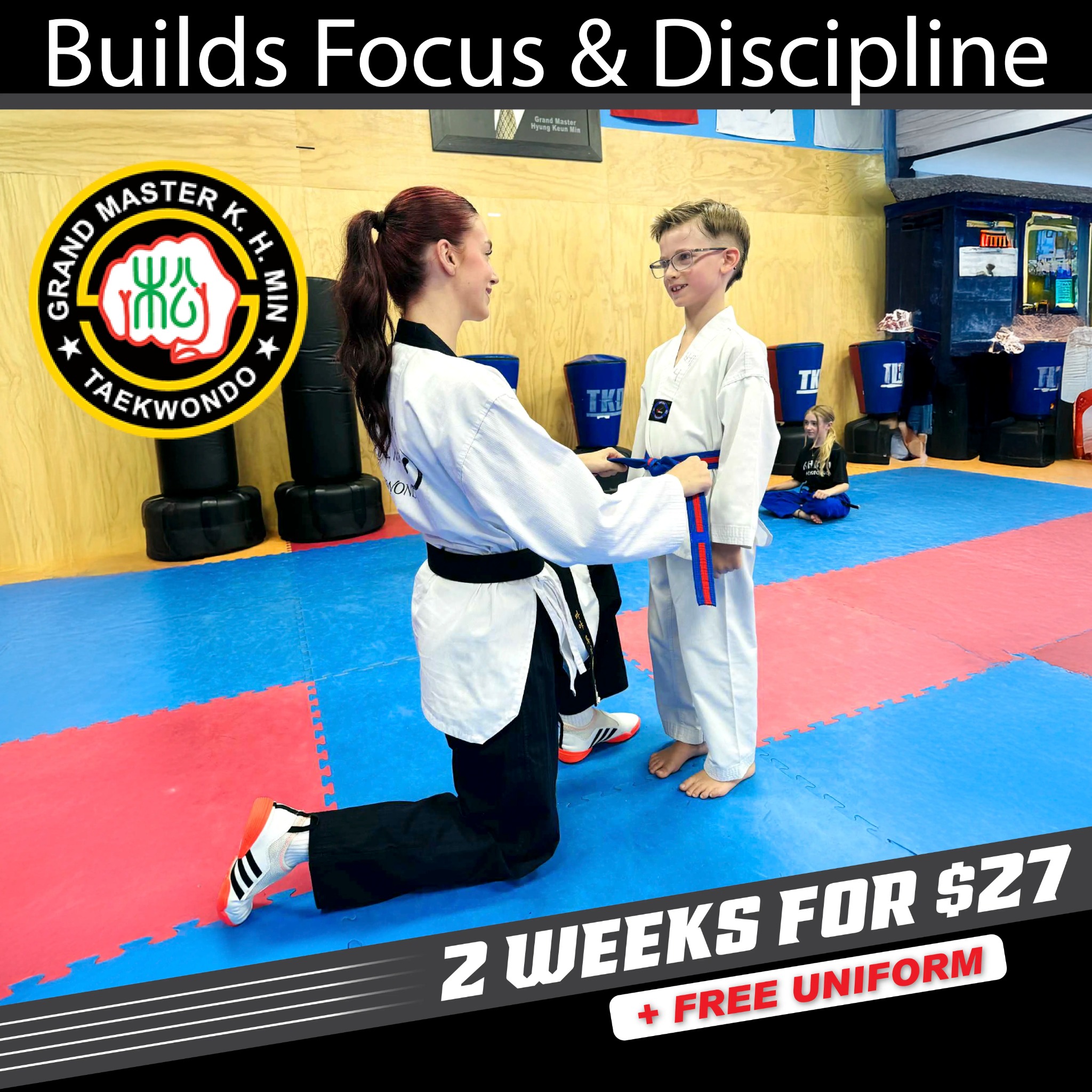 K. H. Min Taekwondo Academy Facebook ad from Jan 5, 2026