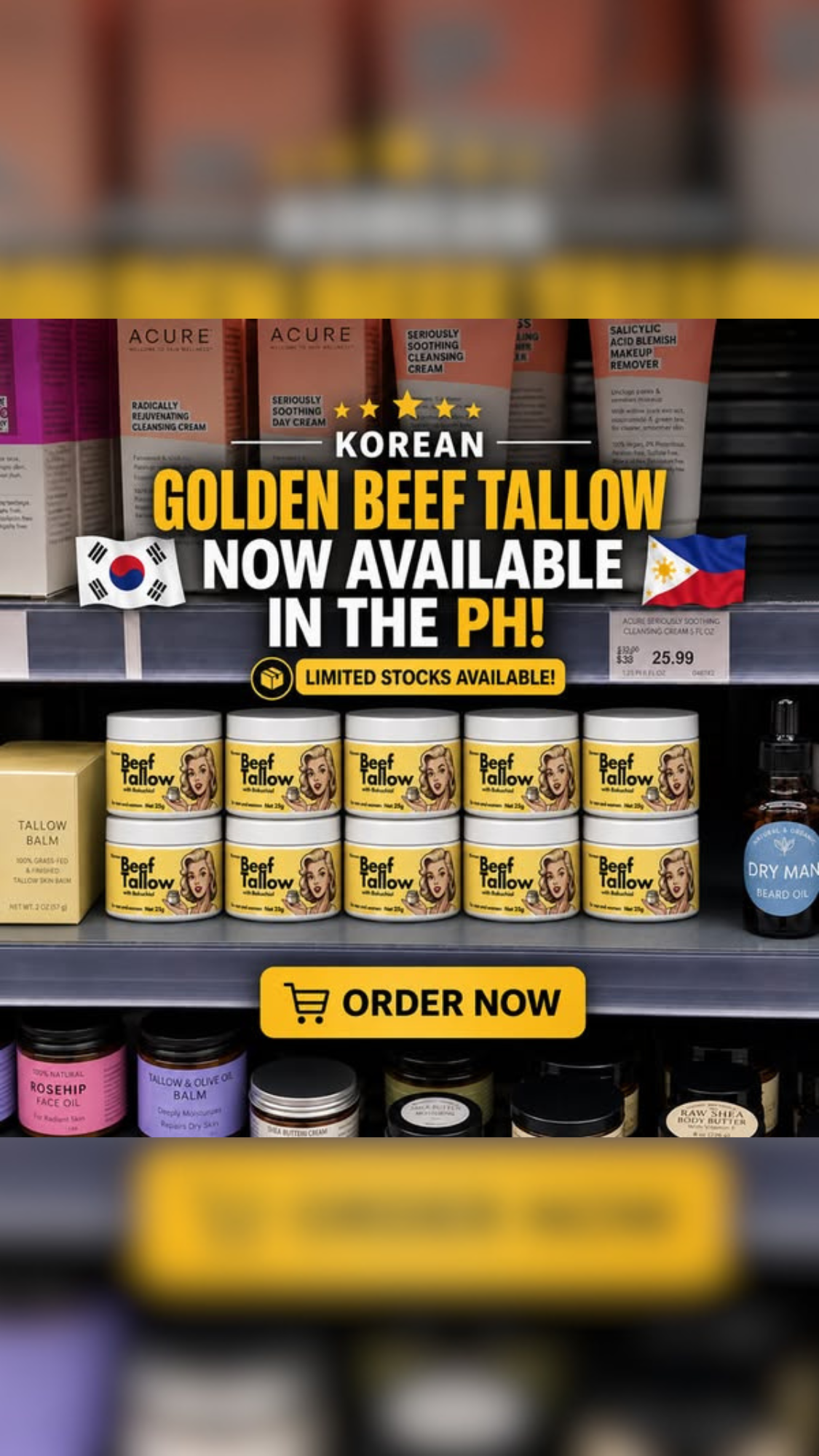Golden Beef Tallow Facebook ad: KOREAN GOLDEN BEEF TALLOW, NASA PILIPINAS NA!