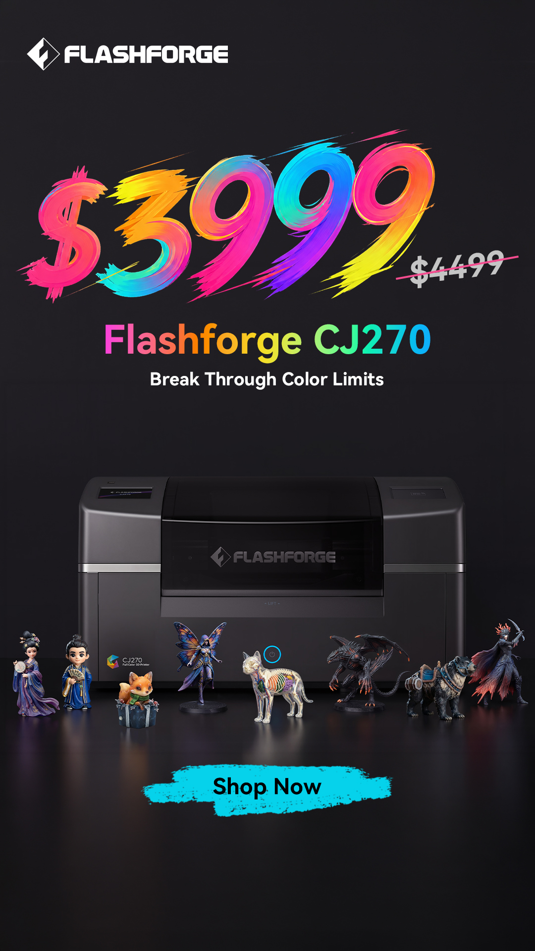 Flashforge Facebook ad: Flashforge CJ270-- Millions of Colors,One Print.The…