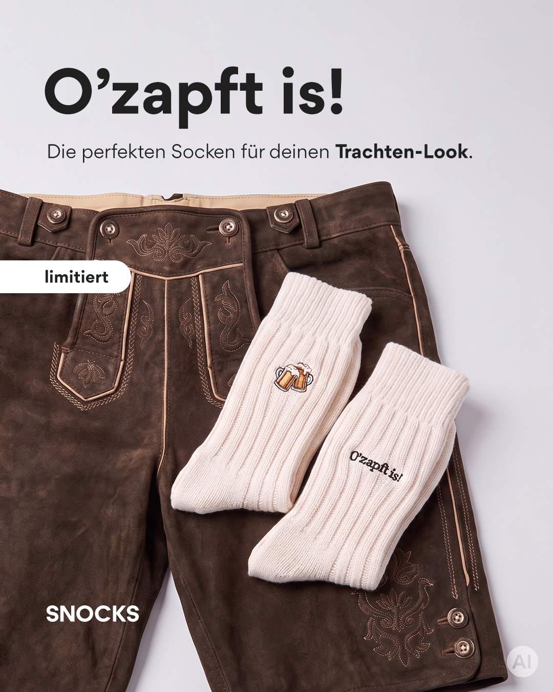 Snocks Facebook ad: Jetzt Wiesn-Socken shoppen