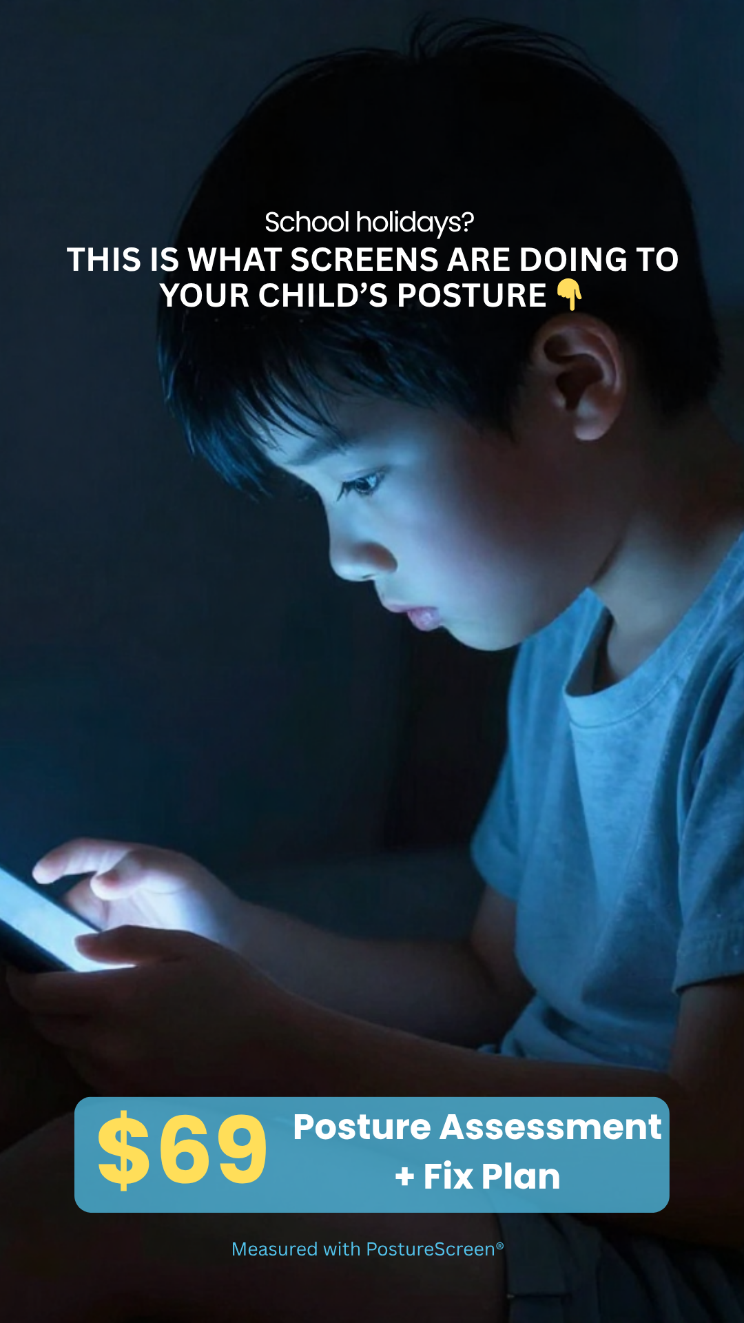 Dynamic Sport Physiotherapy Facebook ad: $69 Kids Posture Screen + Fix Plan
