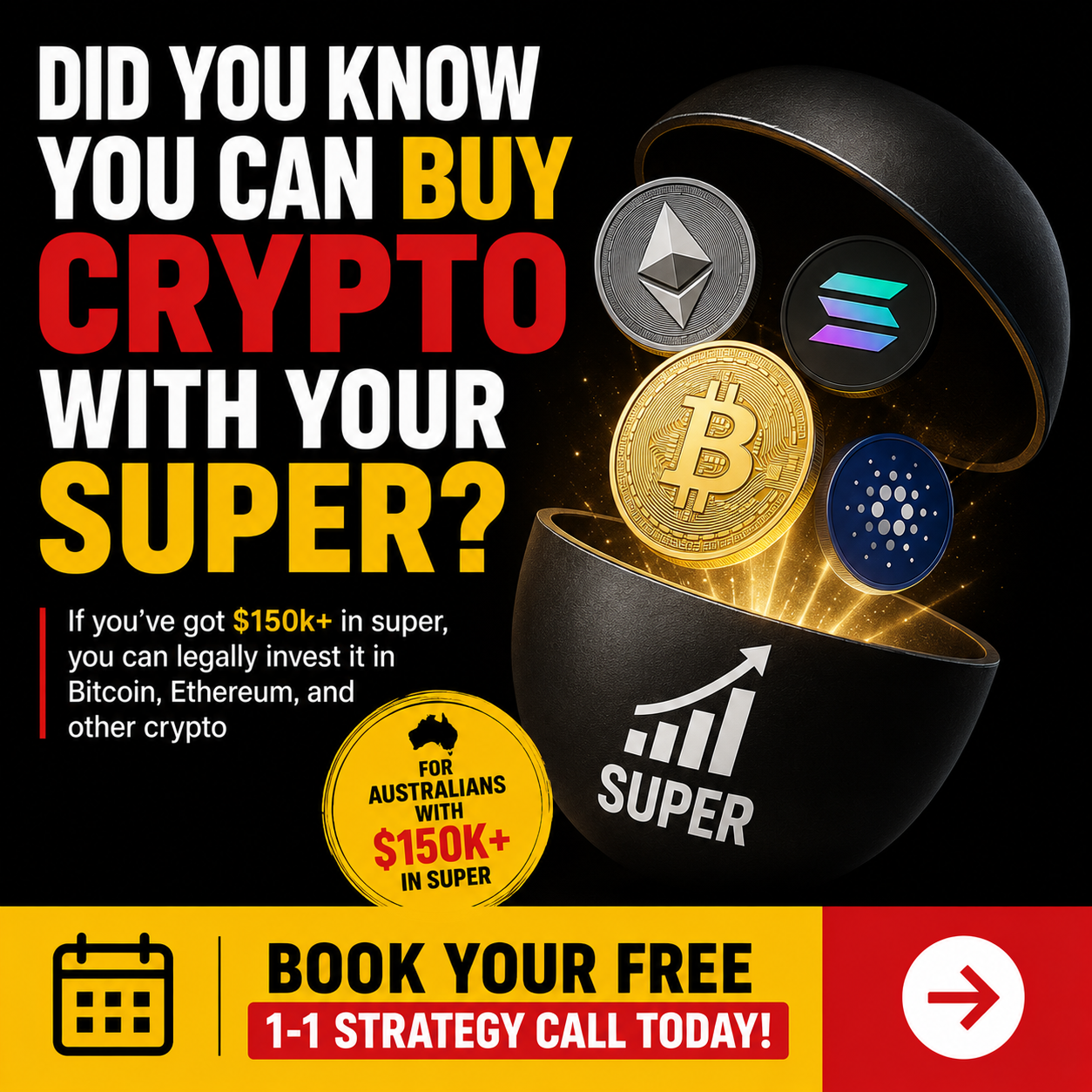 Makari and Co CPA Accountants Facebook ad: Use Your Super To Buy Gold, Crypto and Property