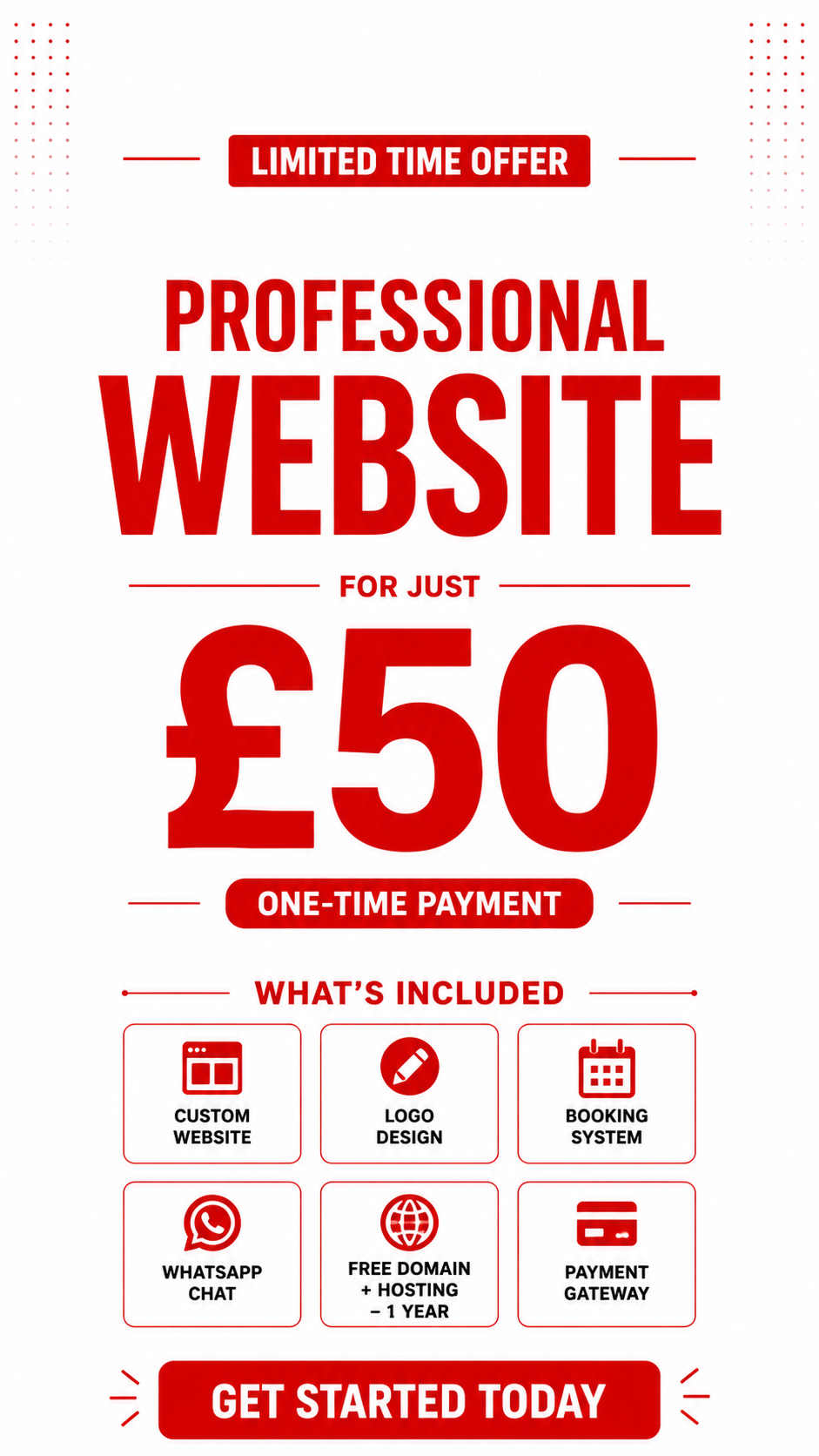 Dionix Facebook ad: Website with a Dedicated Team, From Just £50!
