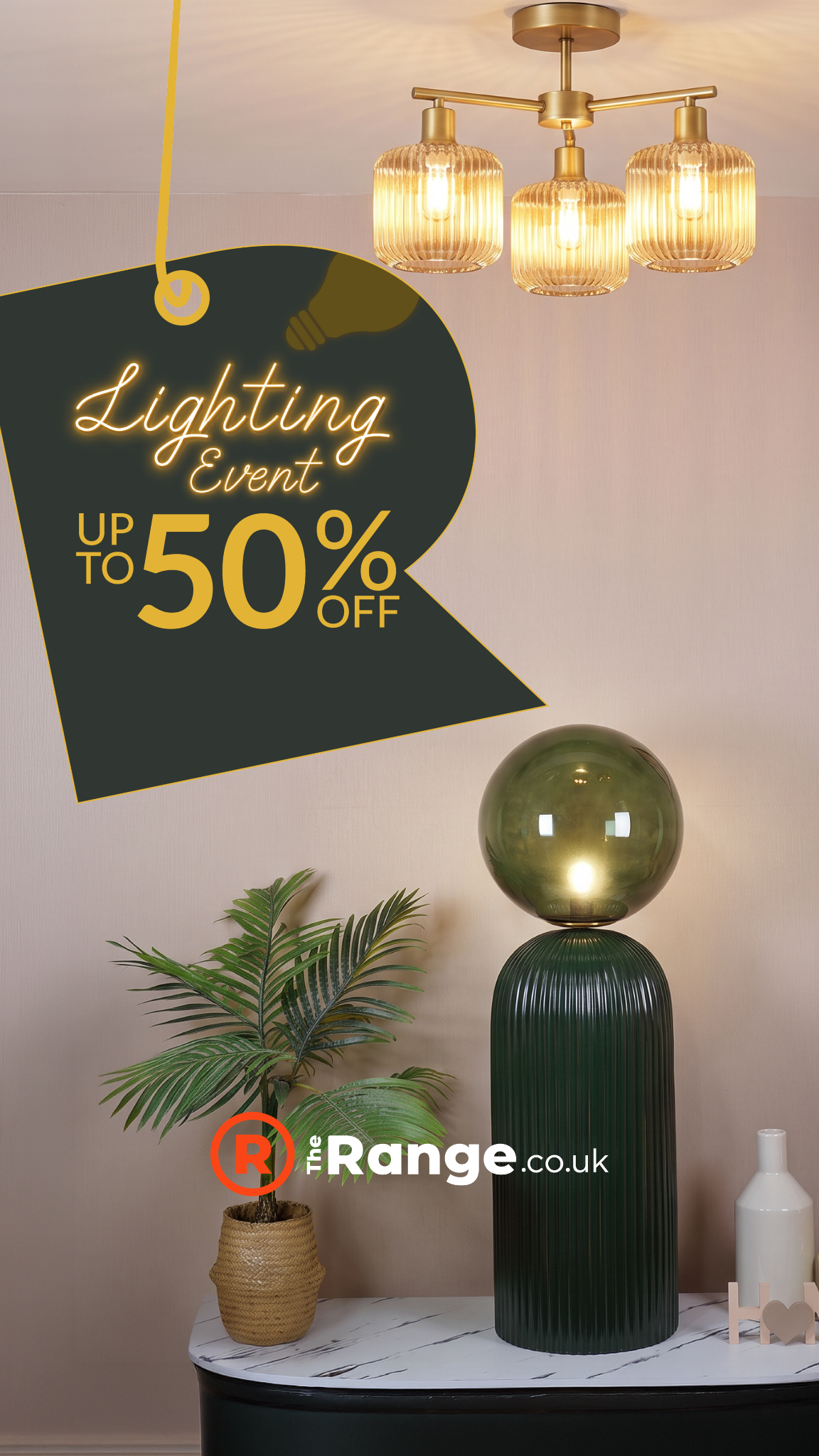 The Range Facebook ad: Save Up To 50% On Lighting