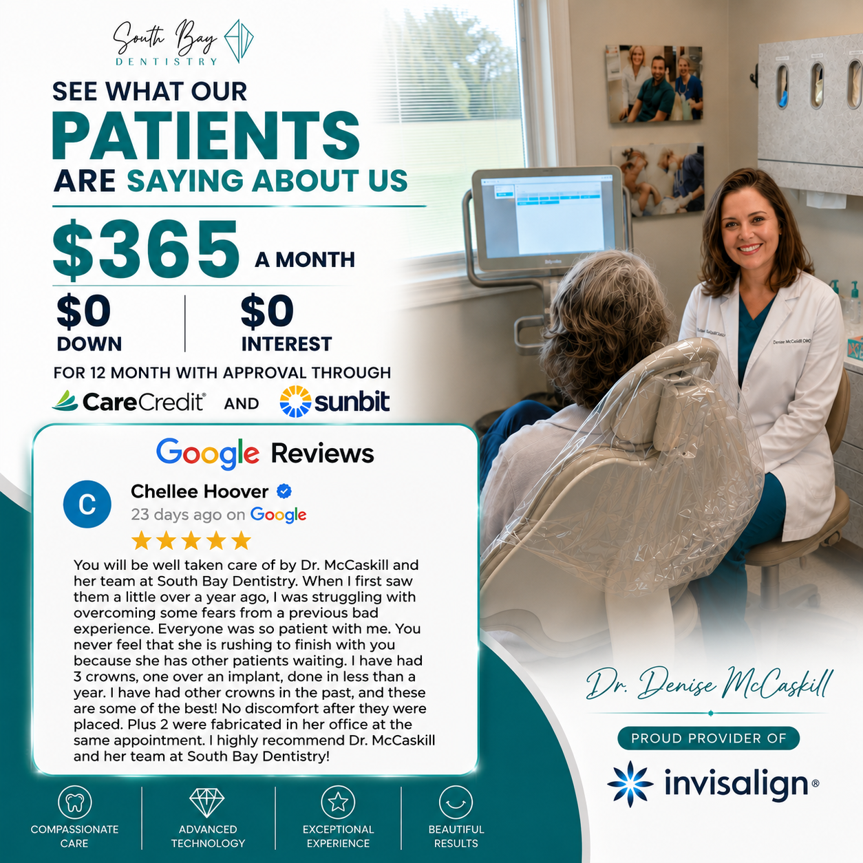 South Bay Dentistry Facebook ad: Hey South Shore, All-Inclusive Invisalign For Just $3,974!