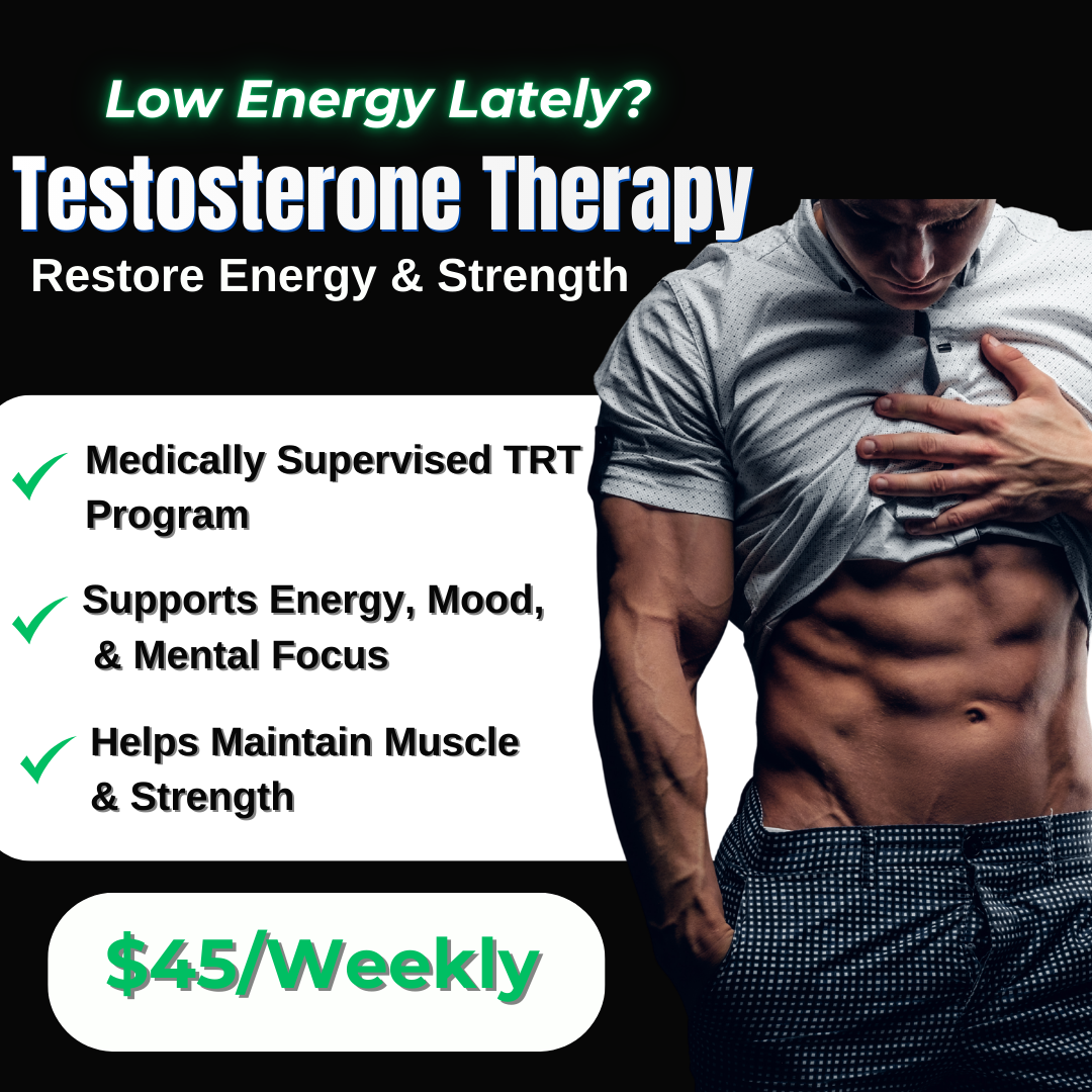 Evolve Medical Facebook ad: Explore Testosterone Therapy for Energy & Strength