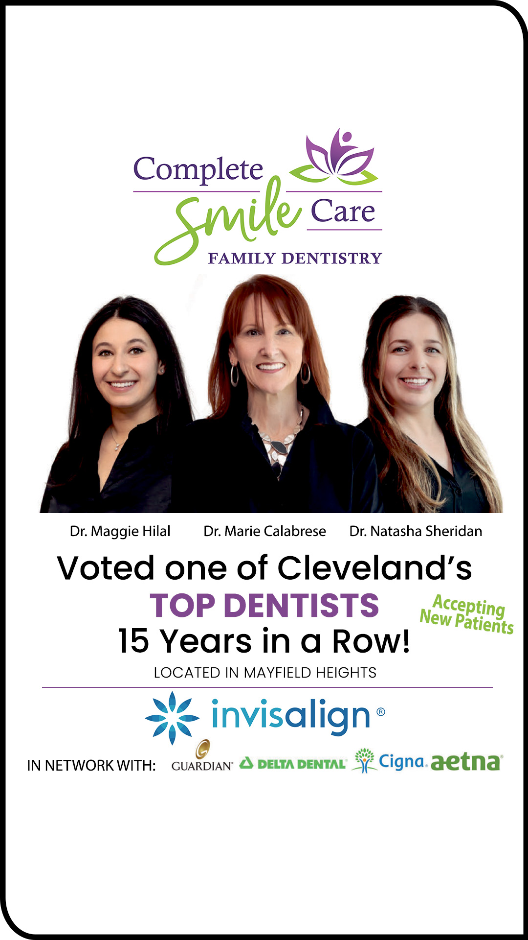 Complete Smile Care with Drs. Calabrese, Sheridan, & Hilal Facebook ad from Apr 16, 2025