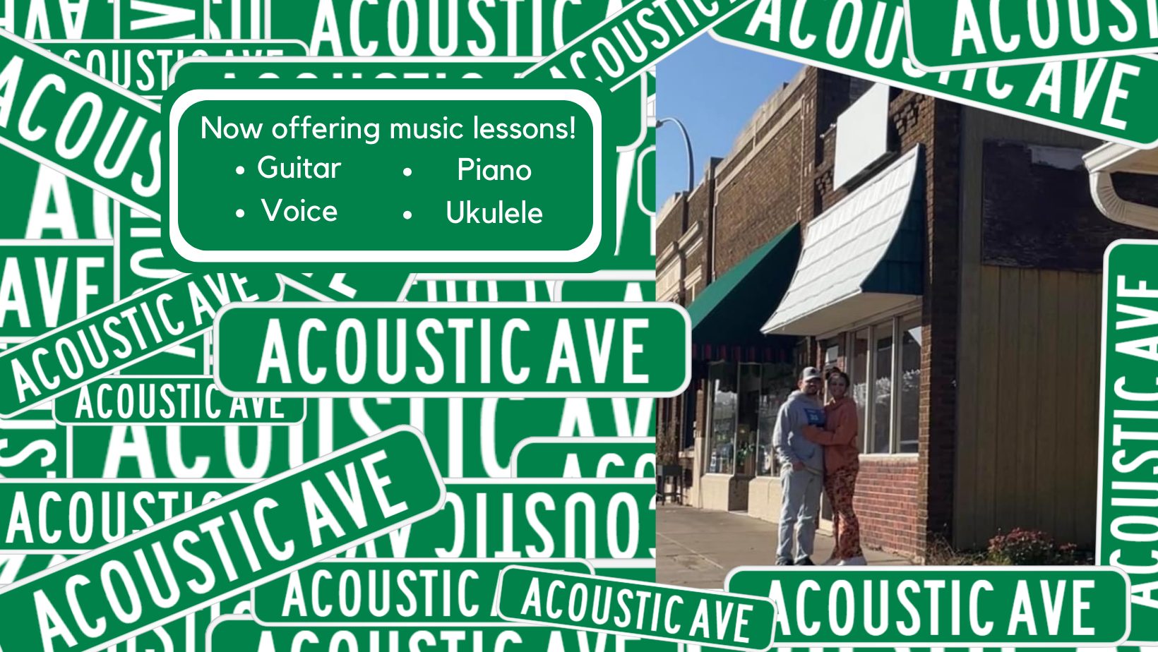Acoustic Avenue North Branch Facebook ad: Lessons at Acoustic Ave