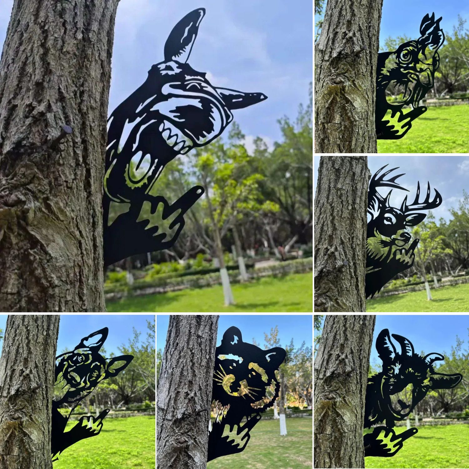 Xcellence Gifting Shop Facebook ad: Peeping Middle Finger Animal Metal Sign - Yard Art Decor