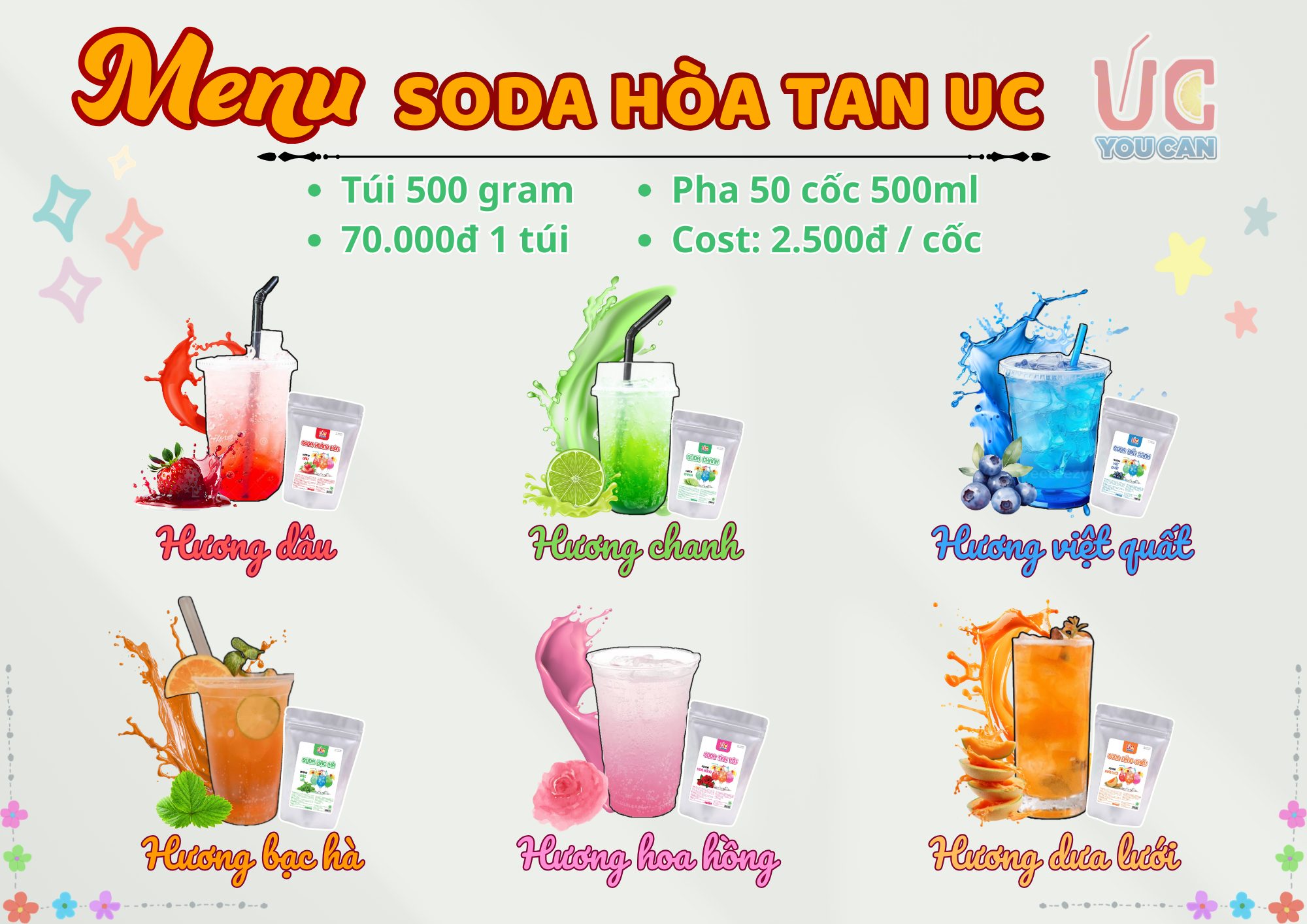 TRÀ CHANH UC Facebook ad: MENU 34 VỊ BỘT TRÀ HÒA TAN UC