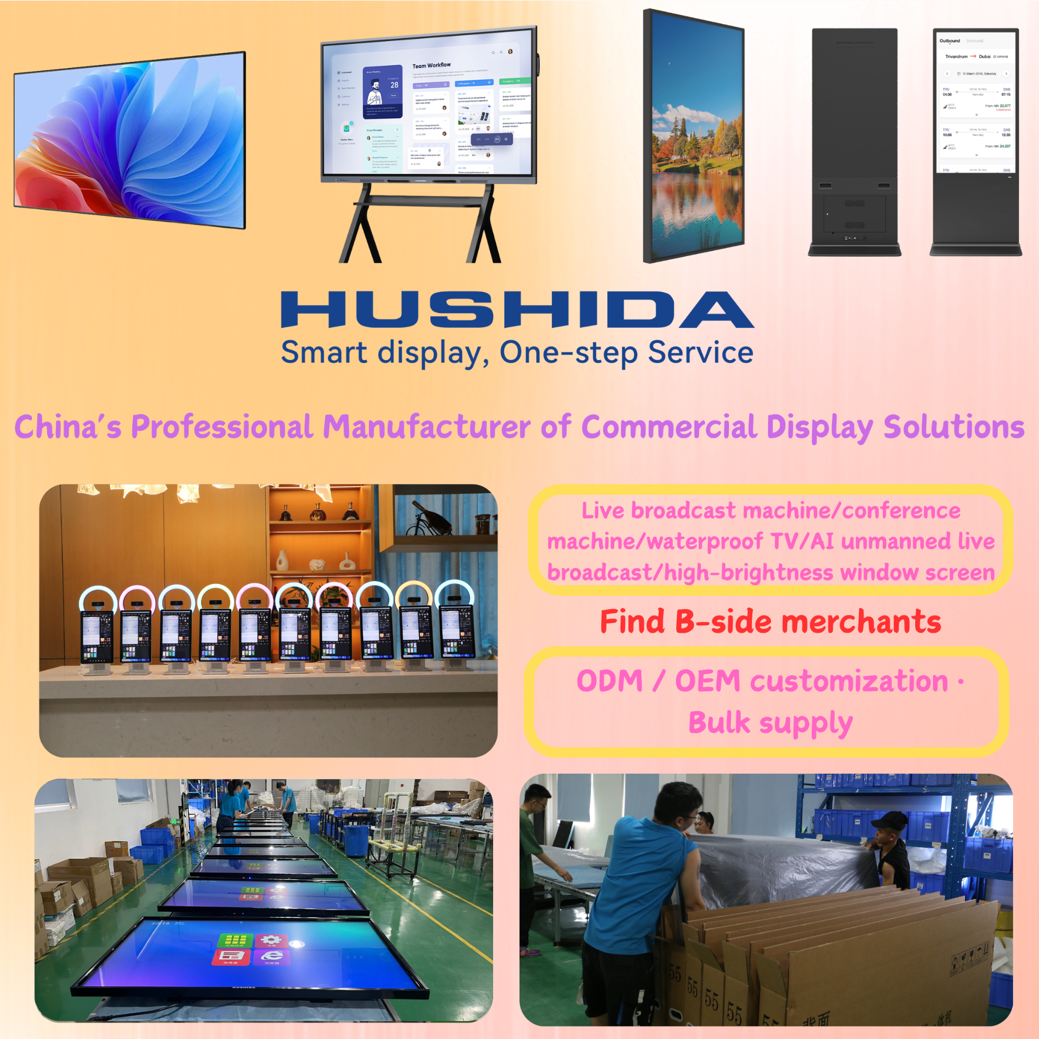 Hushida AI Display Facebook ad: China Commercial Display Equipment Source Factory