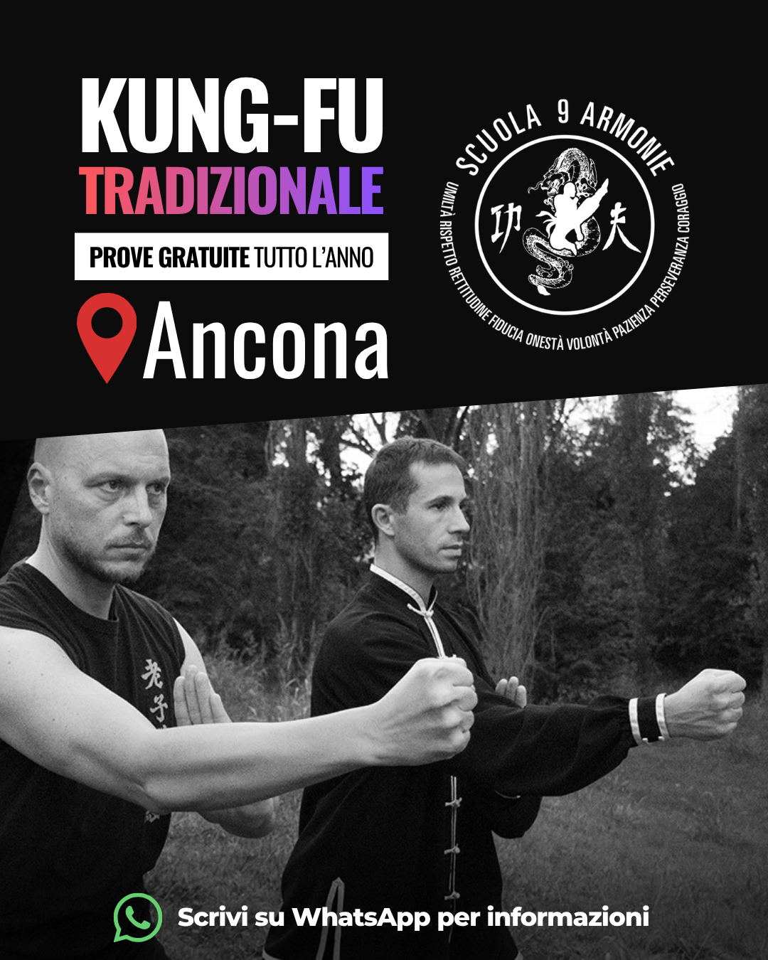Scuola 9 Armonie Facebook ad: Corsi Kung-Fu Tradizionale a Ancona