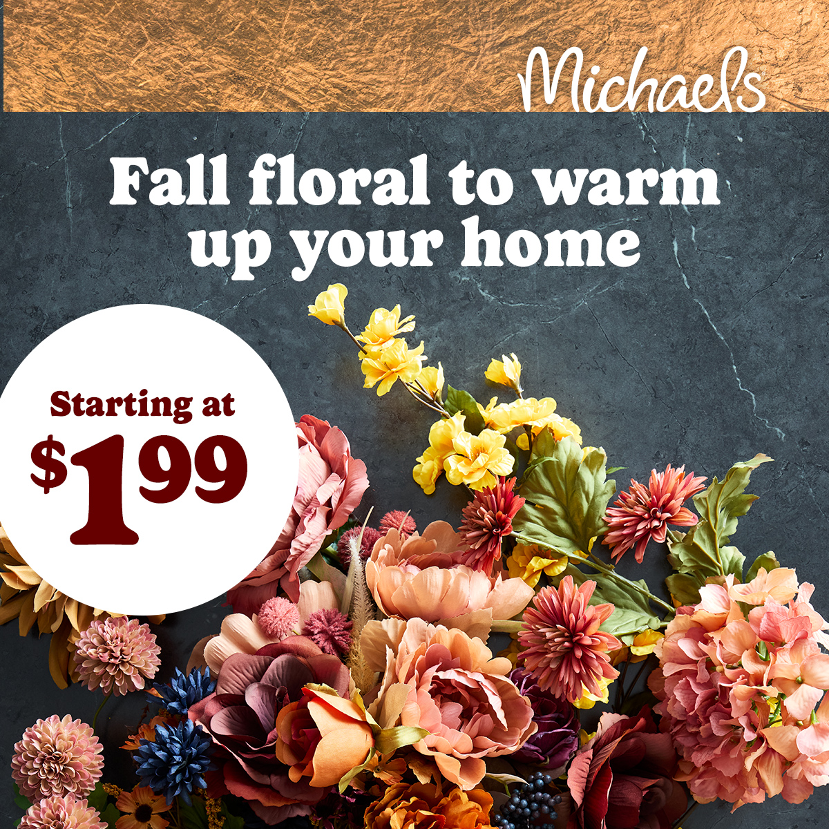 Michaels Stores Facebook ad: Explore new floral.