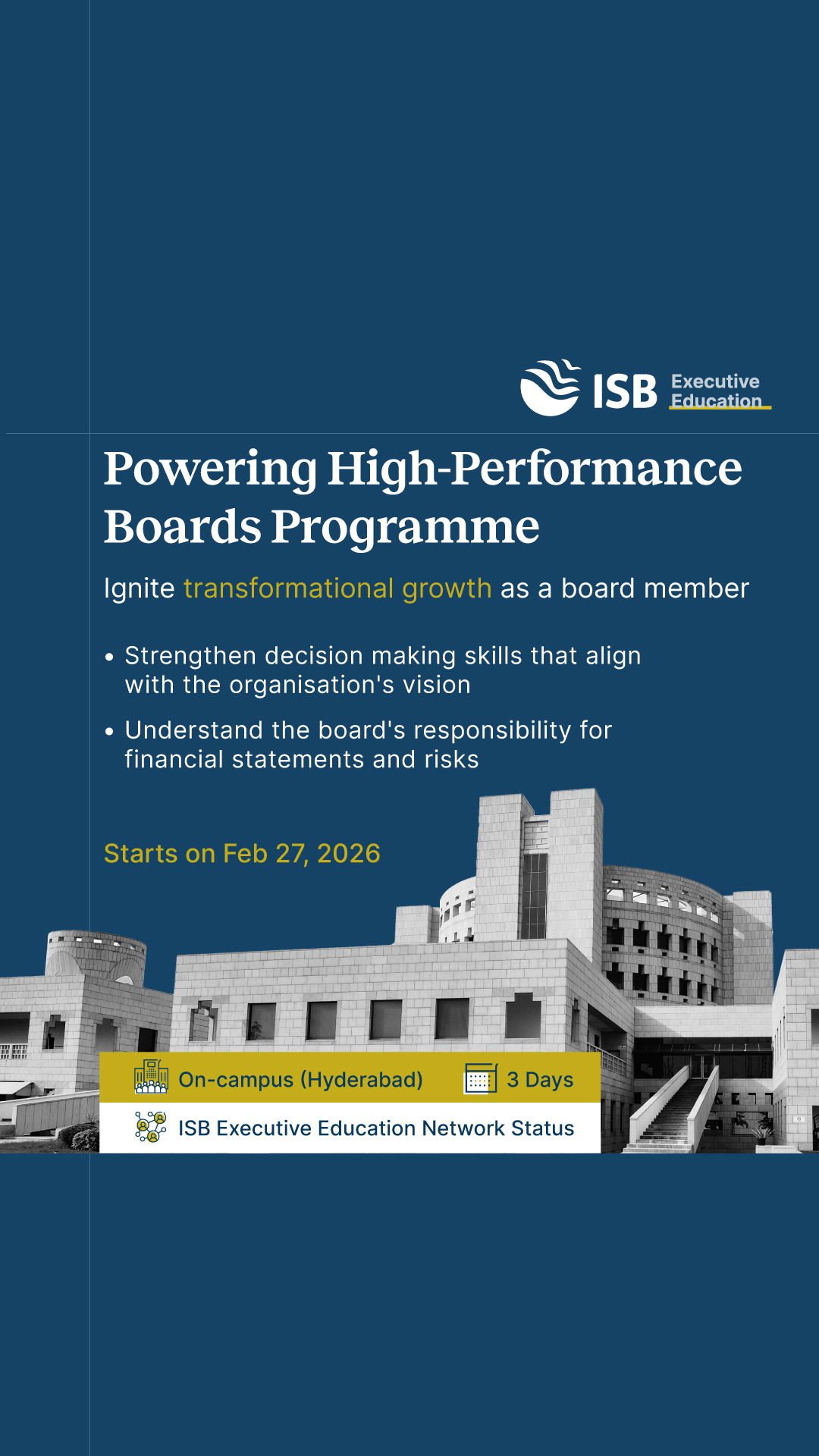 ISB Executive Education Facebook ad