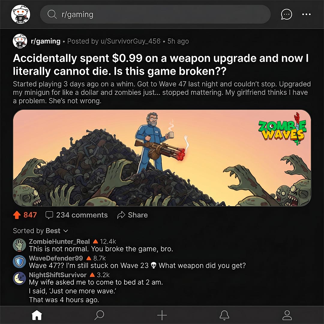 ZW-Shooting Game Facebook ad: Guns Ready for Zombie Apocalypse
