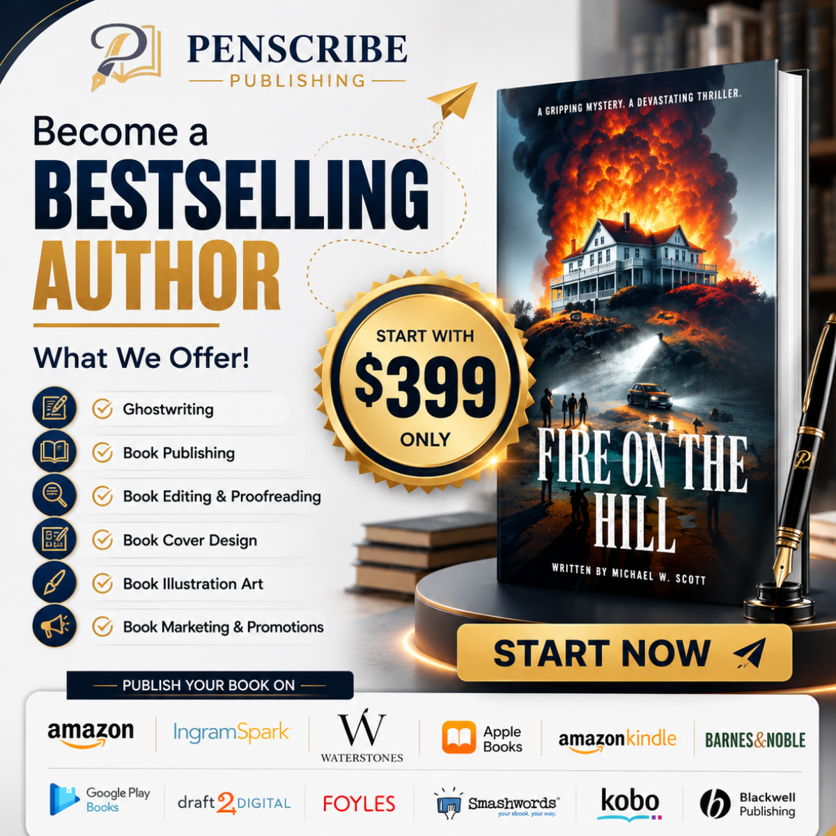 Penscribe Publishing Facebook ad: Book Publishing From $399