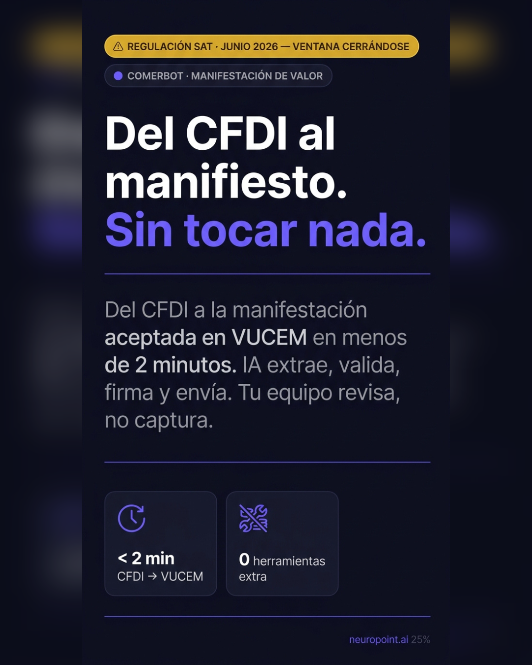 Neuropoint.ai Facebook ad: Automatiza tu Manifiesto de Valor Electrónico con IA…