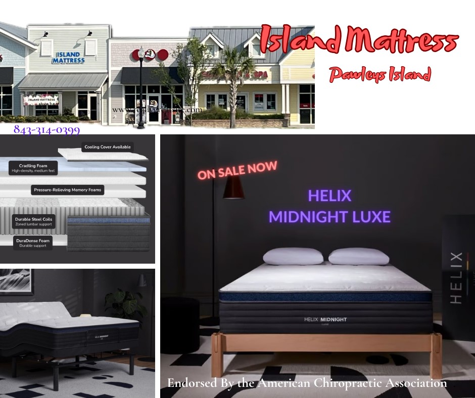 Island Mattress Facebook ad: Helix Sleep Midnight Luxe with Glacio Tex cover…