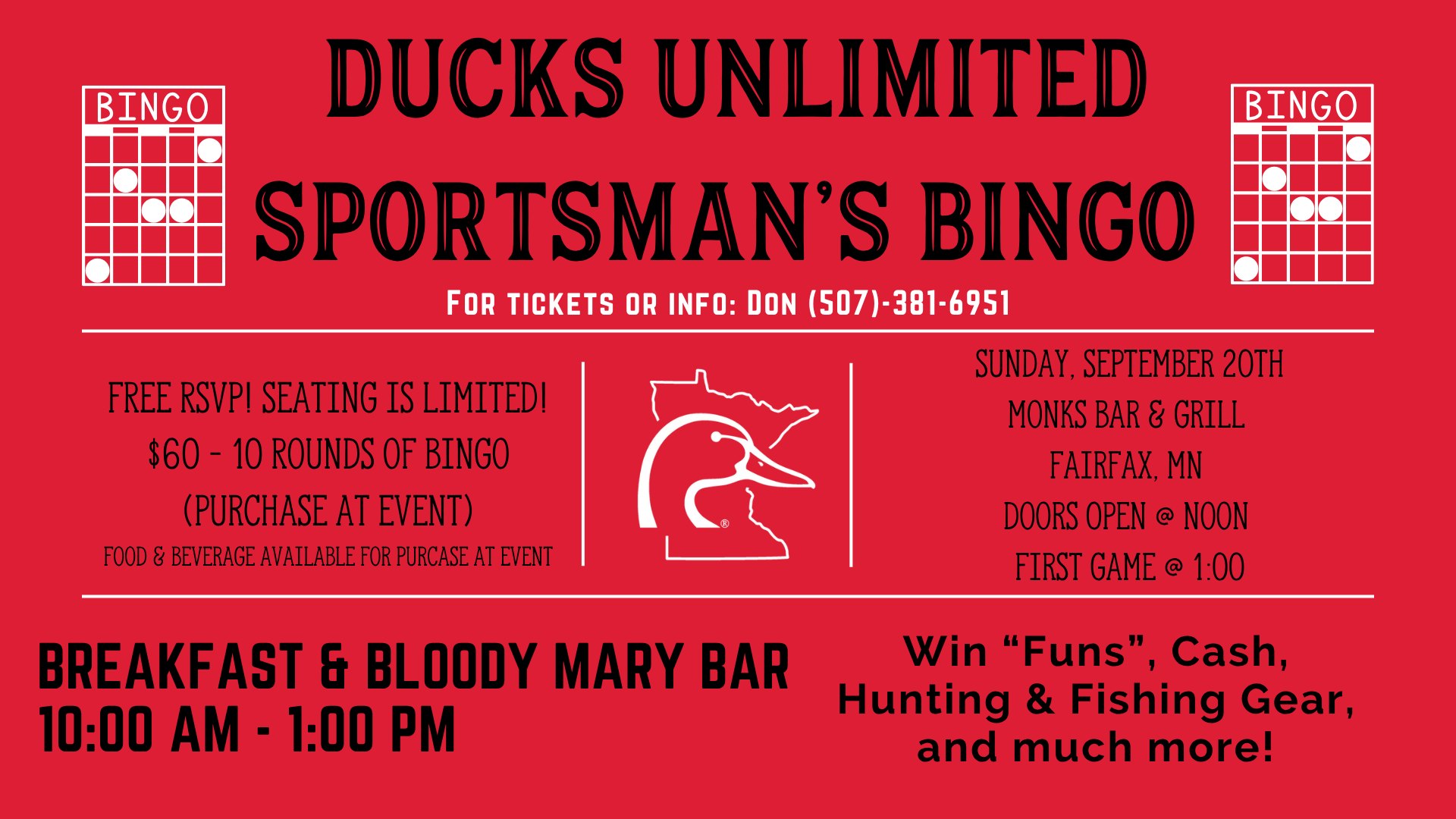 Southern Minnesota Ducks Unlimited Facebook ad: South Central DU Sportsman's Bingo