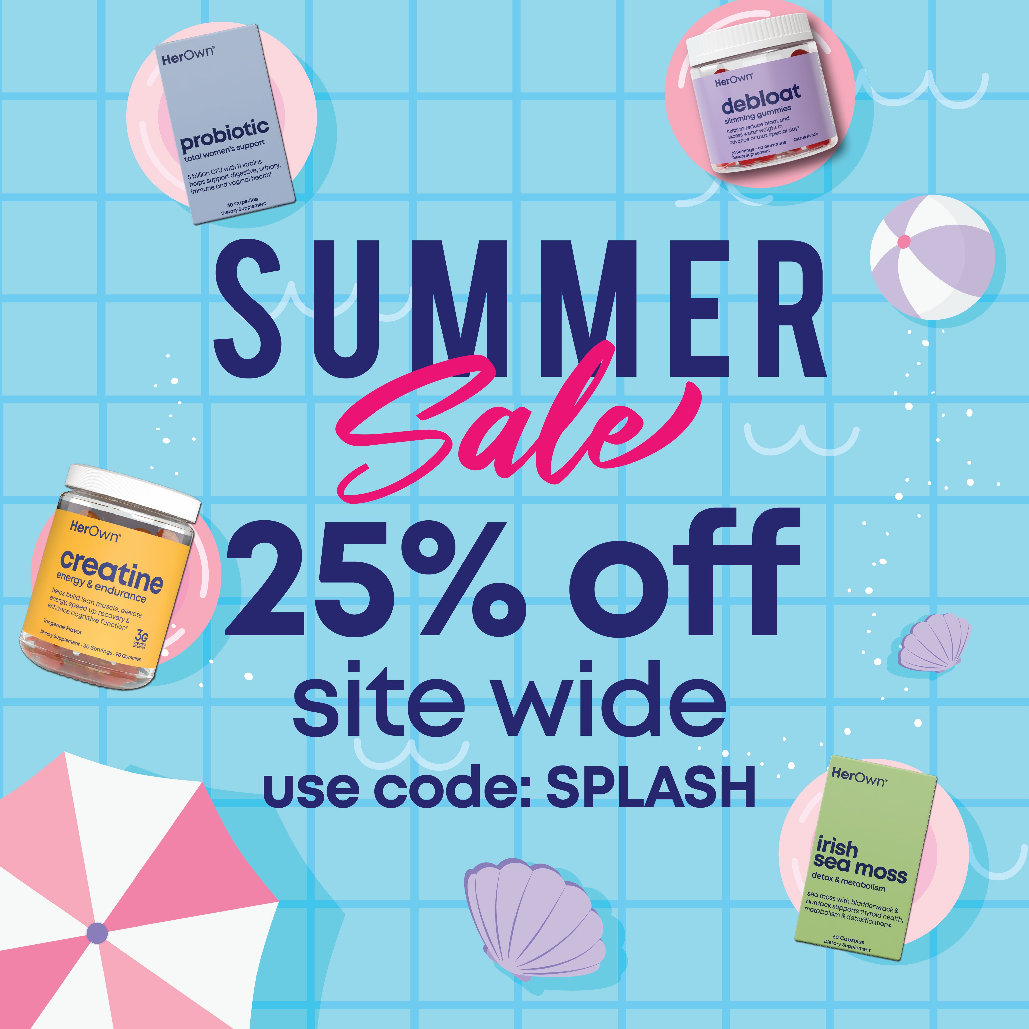 Her Own Nutrition Facebook ad: Summer Sale is HERE!